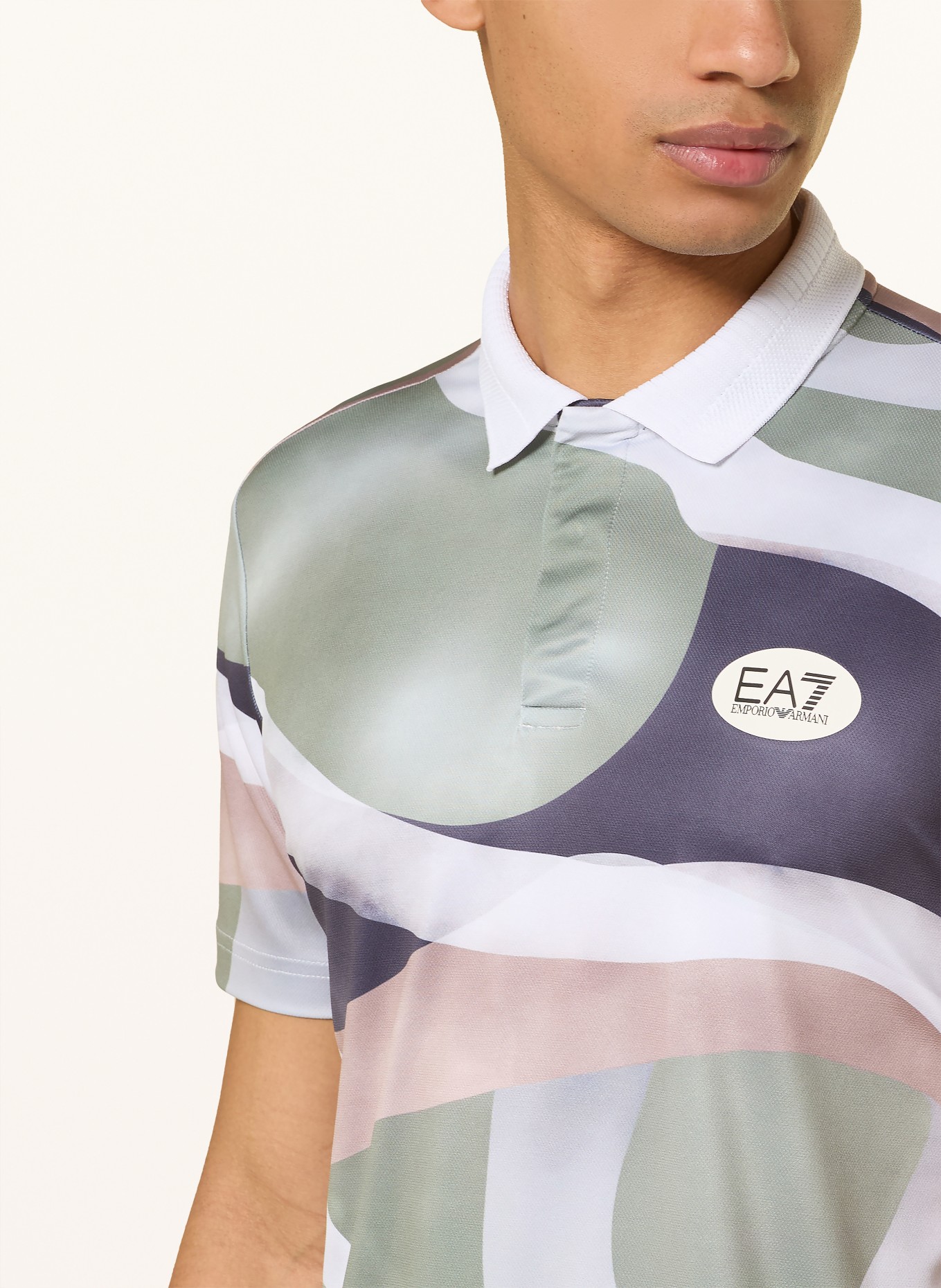EA7 EMPORIO ARMANI Funktions-Poloshirt TENNIS PRO: OLIV / HELLGRAU / DUNKELGRAU