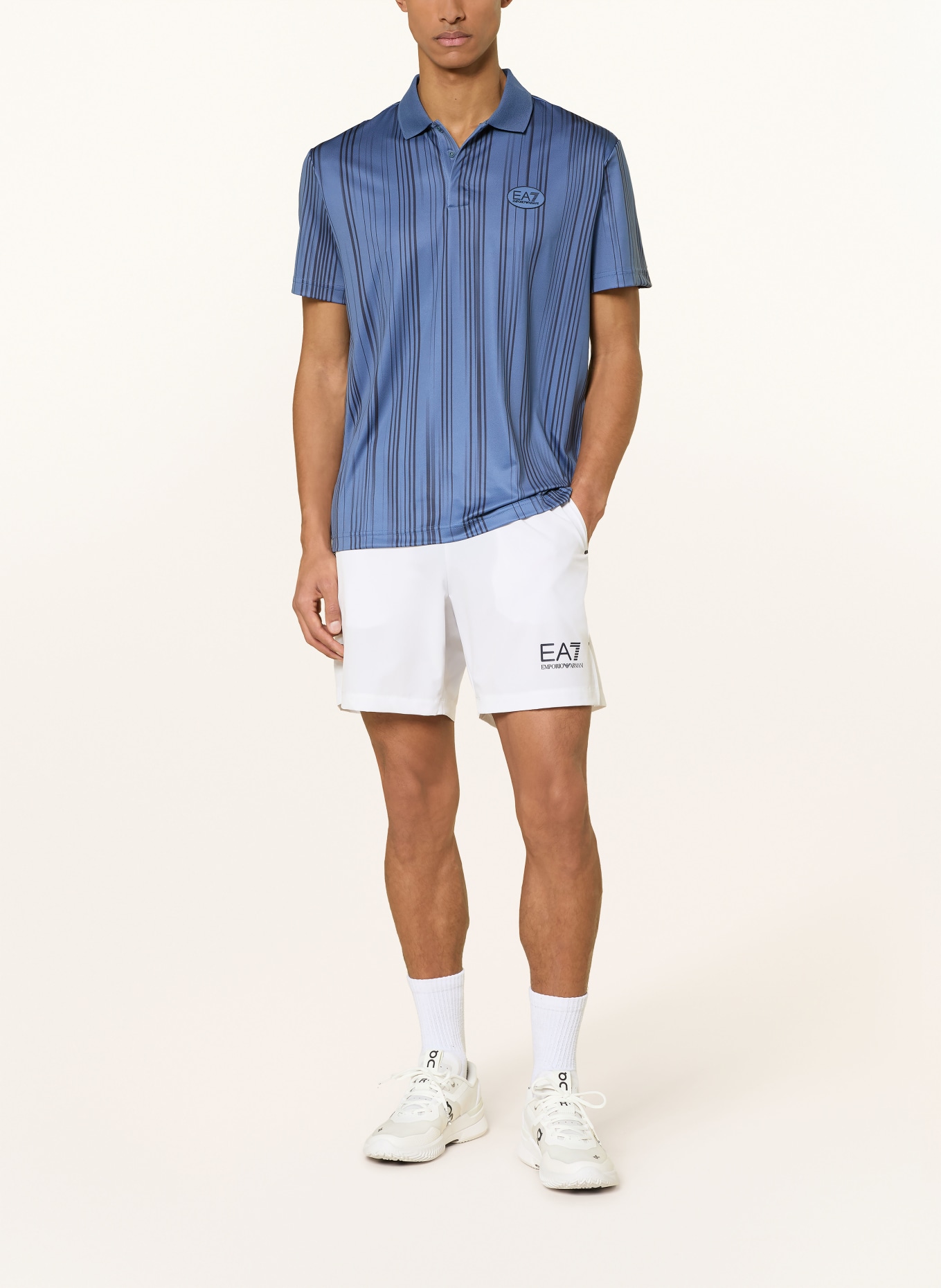 EA7 EMPORIO ARMANI Functional polo shirt: BLUE / DARK BLUE