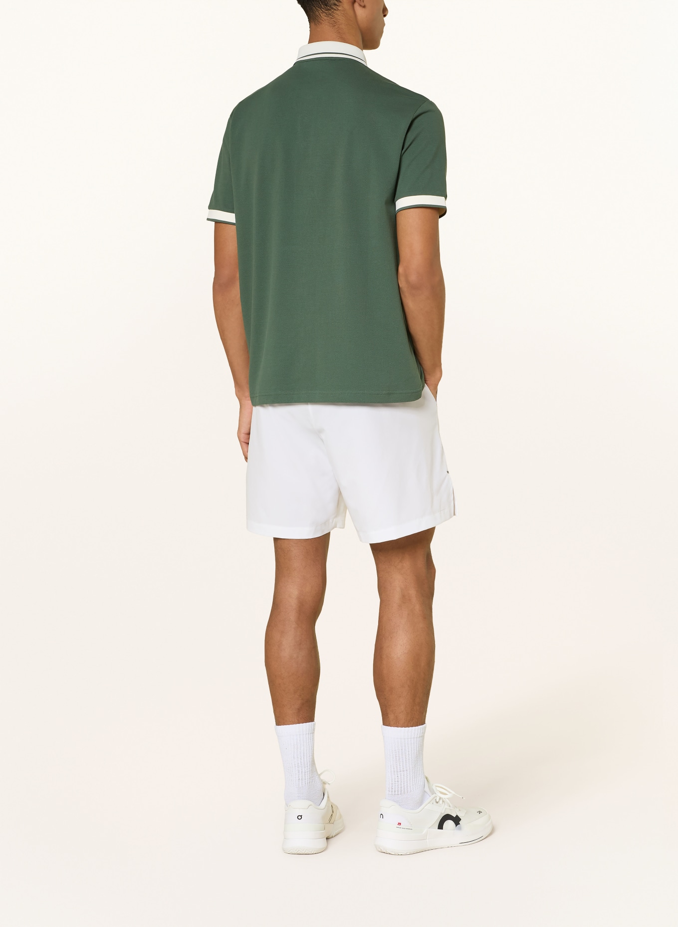 EA7 EMPORIO ARMANI Regular fit piqué polo shirt: GREEN / CREAM