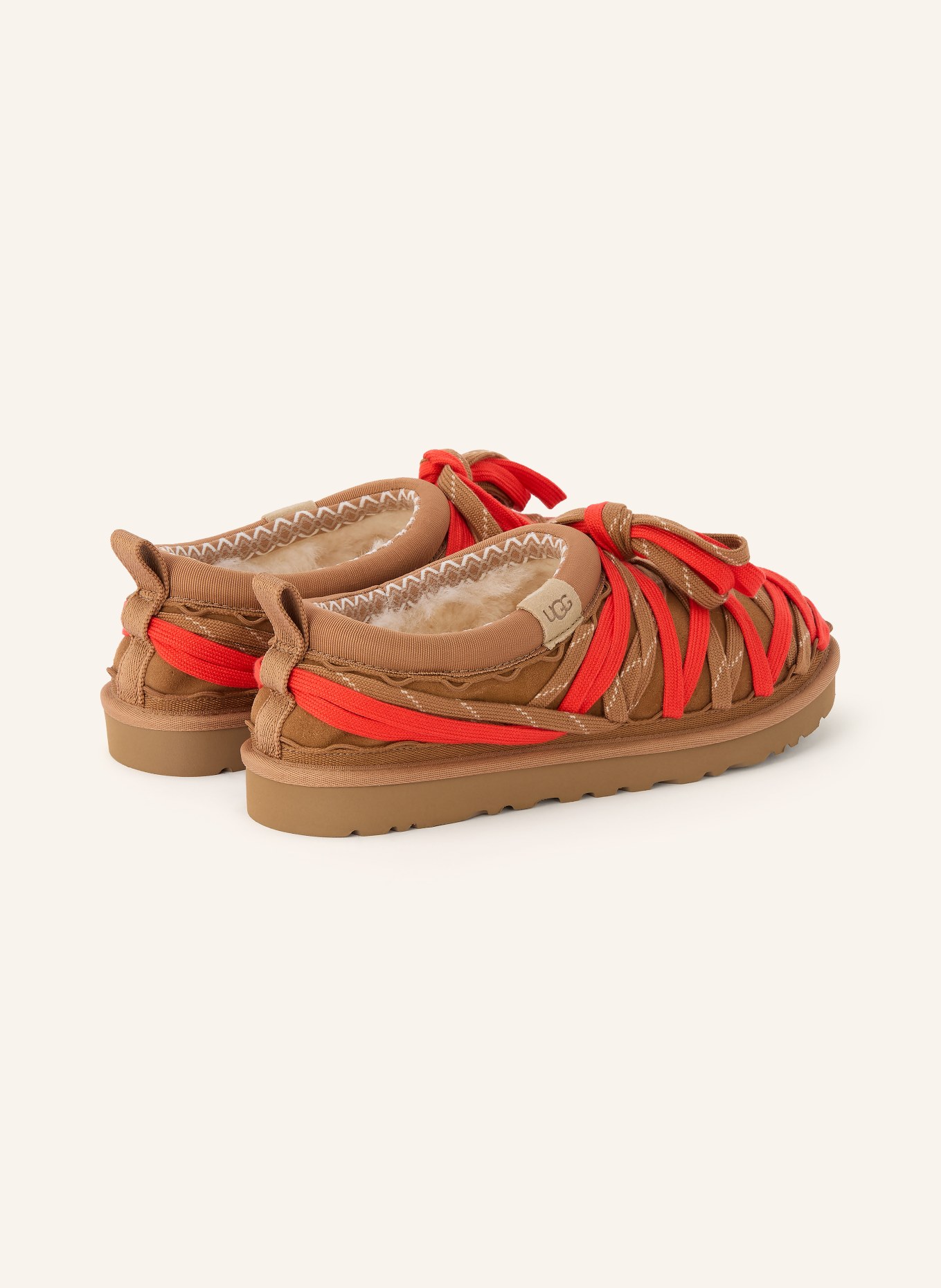 UGG Slipper TASMAN LACE: BRAUN / ROT