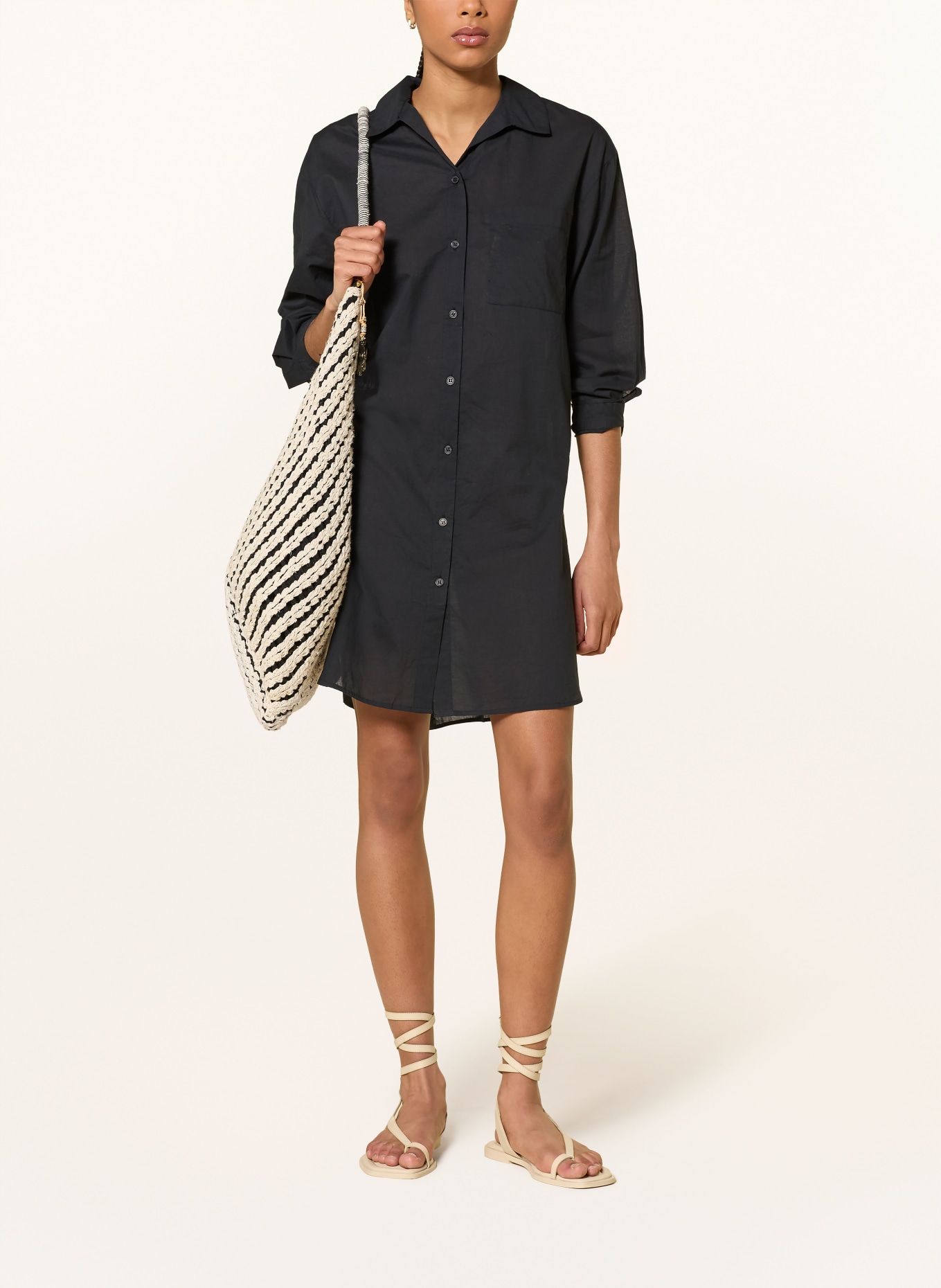darling harbour shirt dress: 15 SCHWARZ