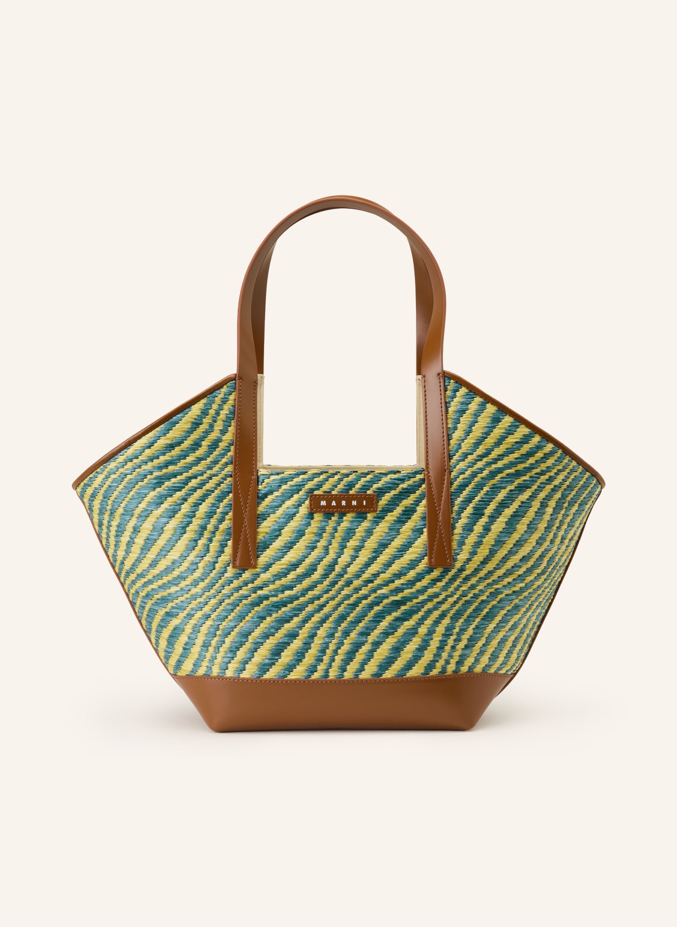 MARNI Shopper: HELLGRÜN / COGNAC / BLAU