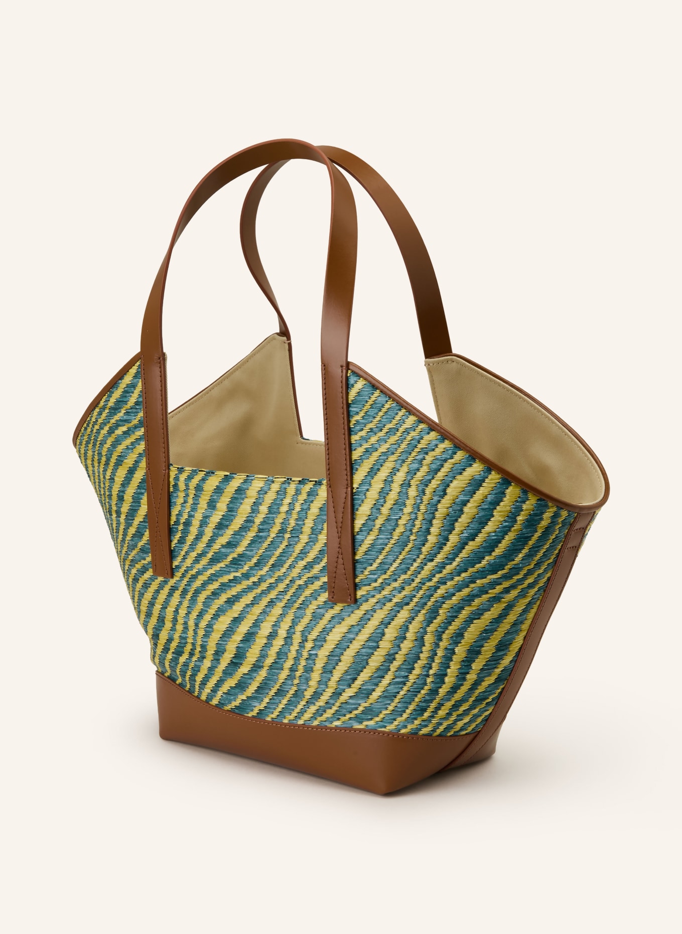 MARNI Shopper: HELLGRÜN / COGNAC / BLAU