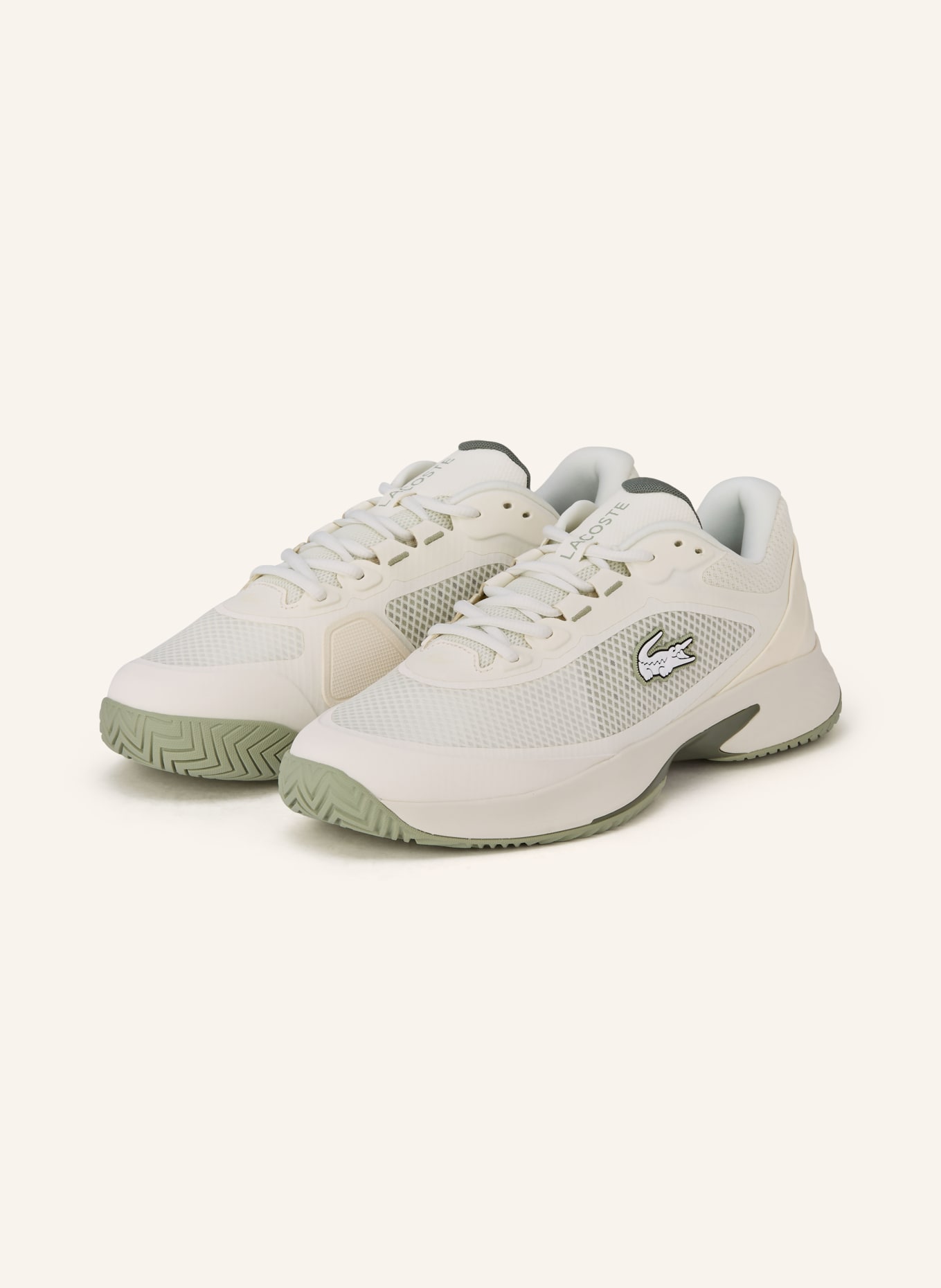 LACOSTE Tennisschuhe: ECRU / HELLGRÜN