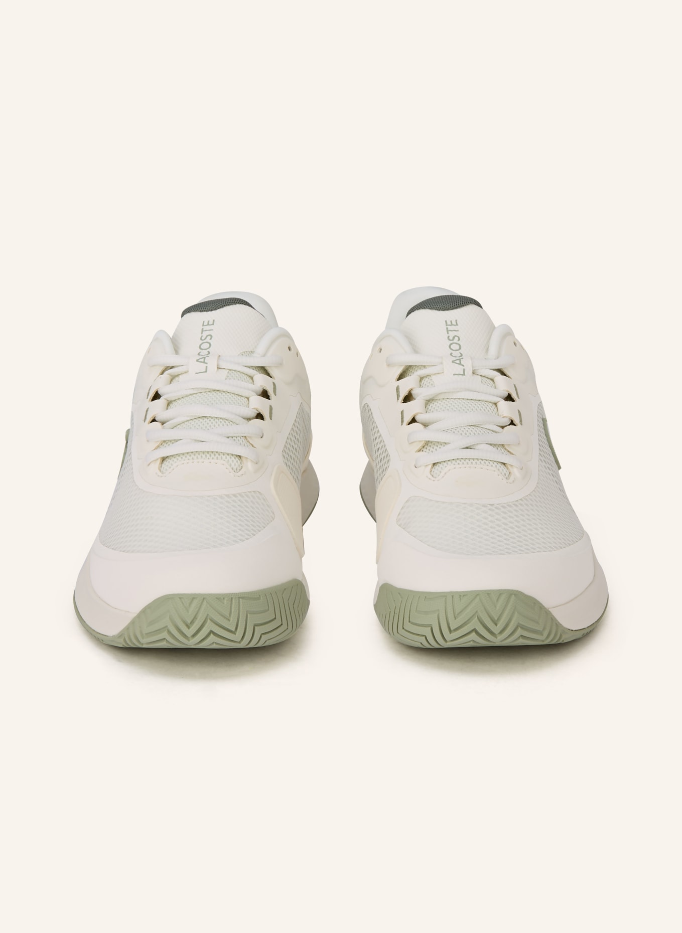 LACOSTE Tennisschuhe: ECRU / HELLGRÜN