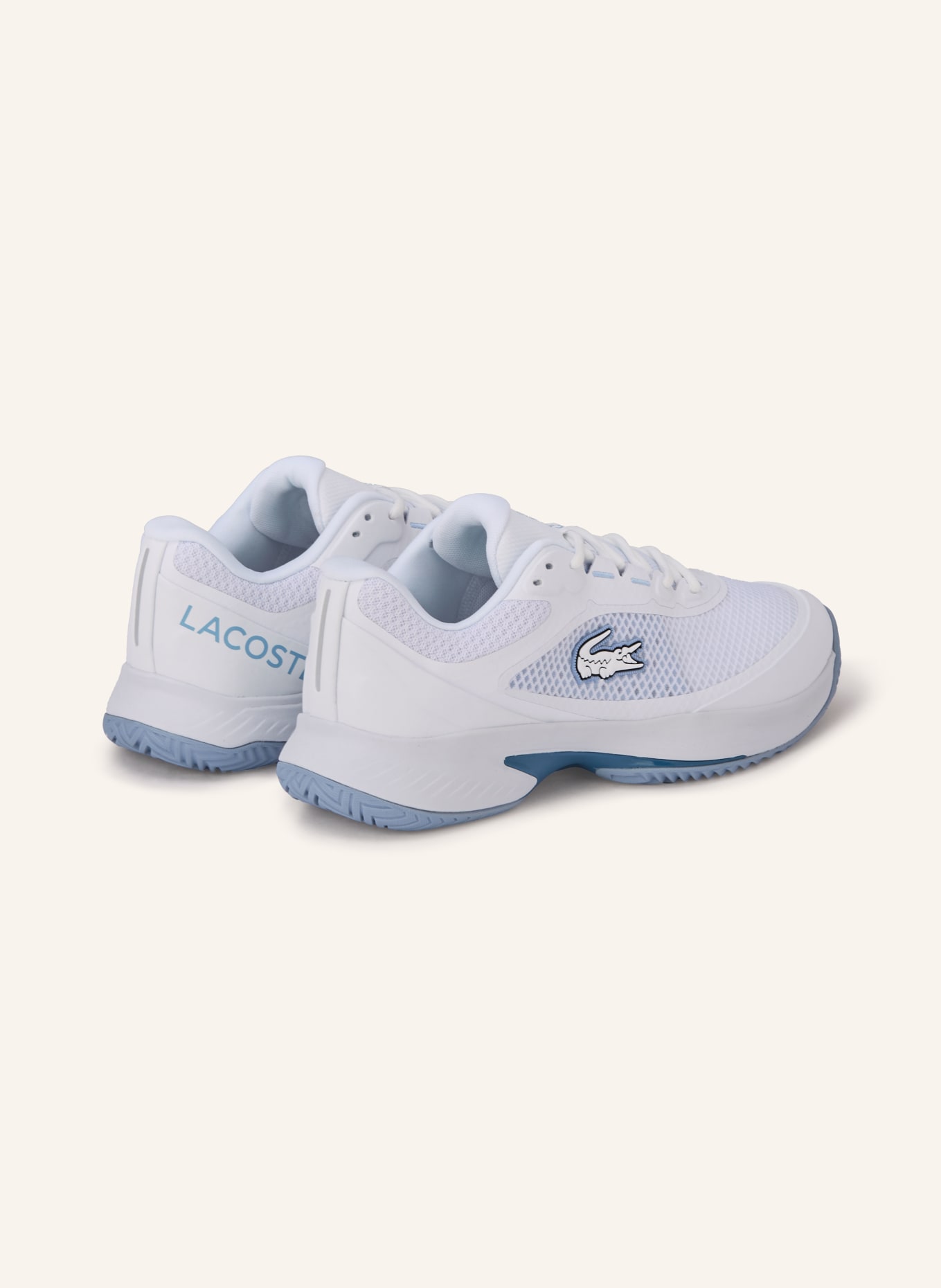 LACOSTE Tennisschuhe: WEISS / BLAUGRAU