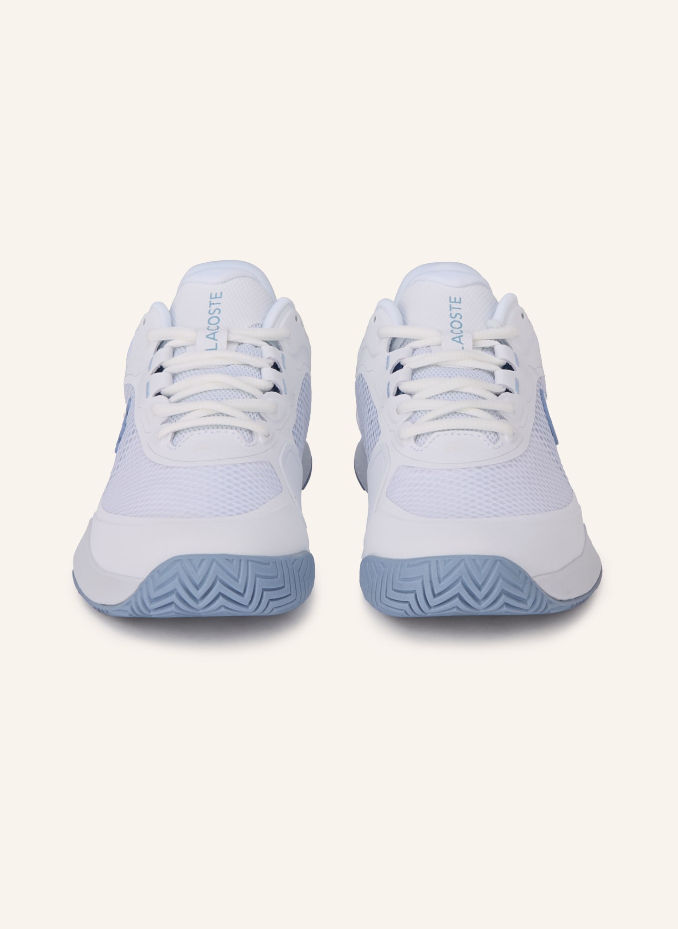 LACOSTE Tennisschuhe: WEISS / BLAUGRAU