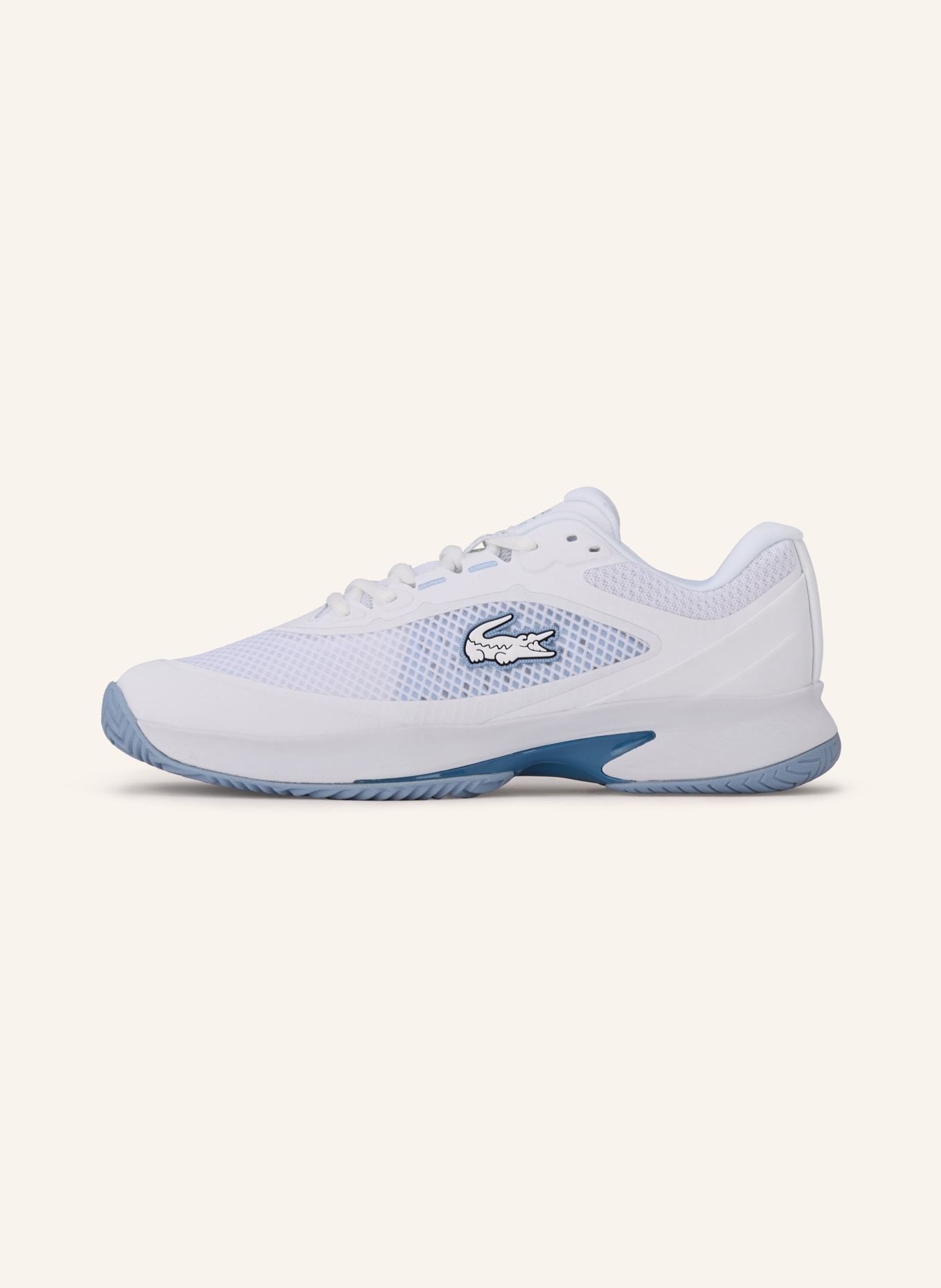 LACOSTE Tennisschuhe: WEISS / BLAUGRAU