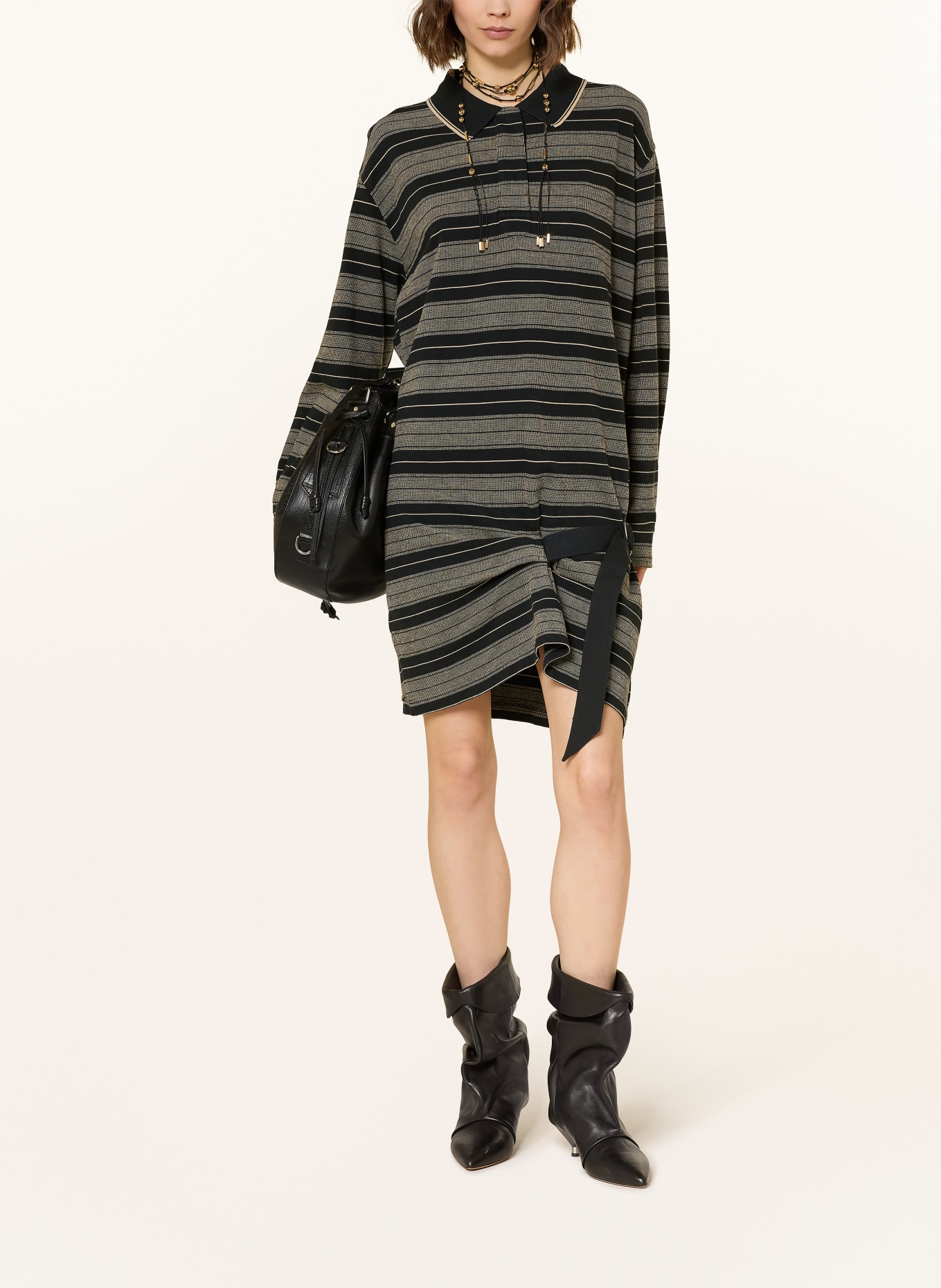 MARANT ÉTOILE Strick-Polokleid ISEA: SCHWARZ / ECRU