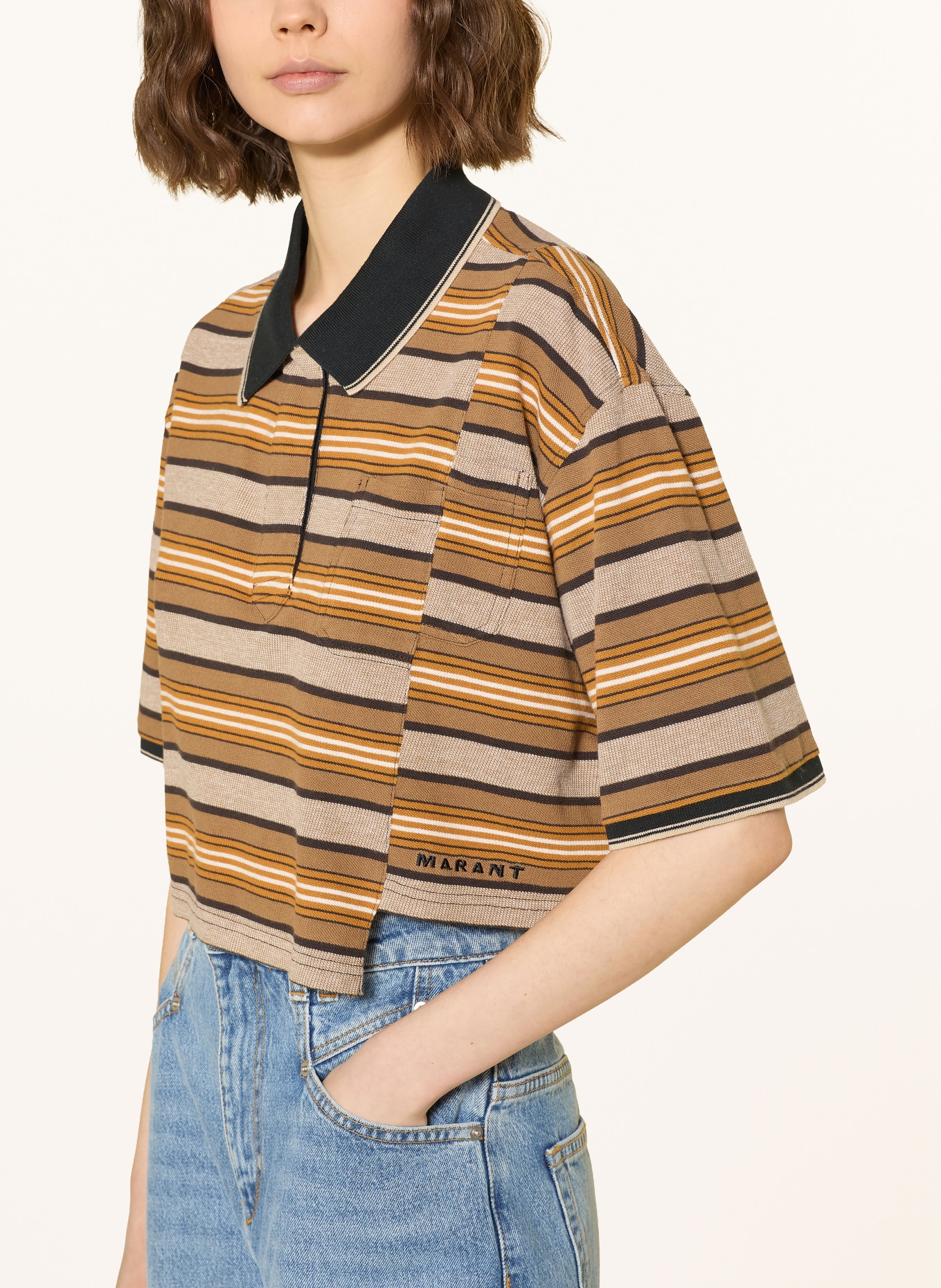 MARANT ÉTOILE ISALYNE jersey polo shirt: FUCHSIA / CREAM