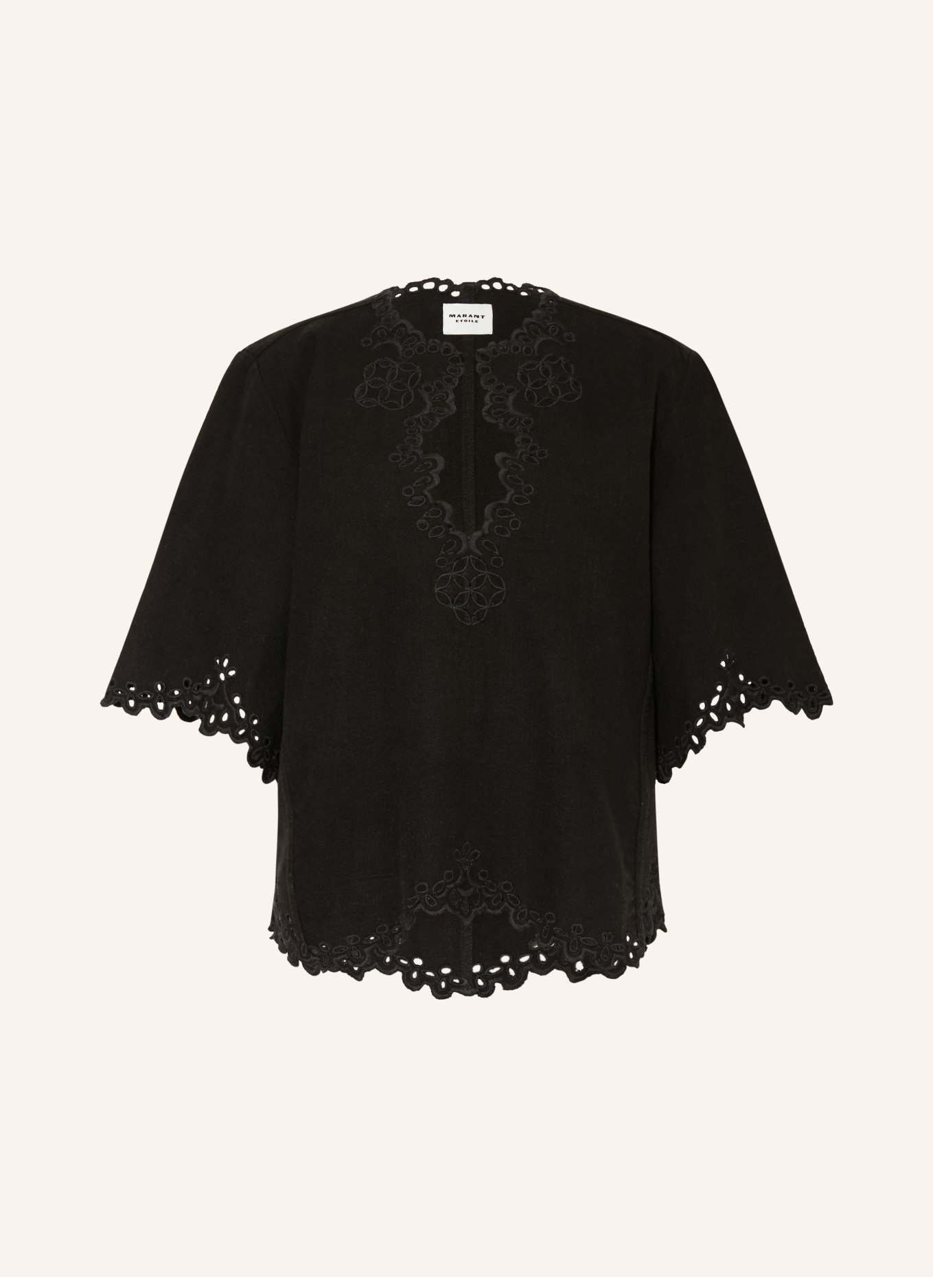 MARANT ÉTOILE Blusenshirt SHANA mit Lochspitze und 3/4-Arm: SCHWARZ