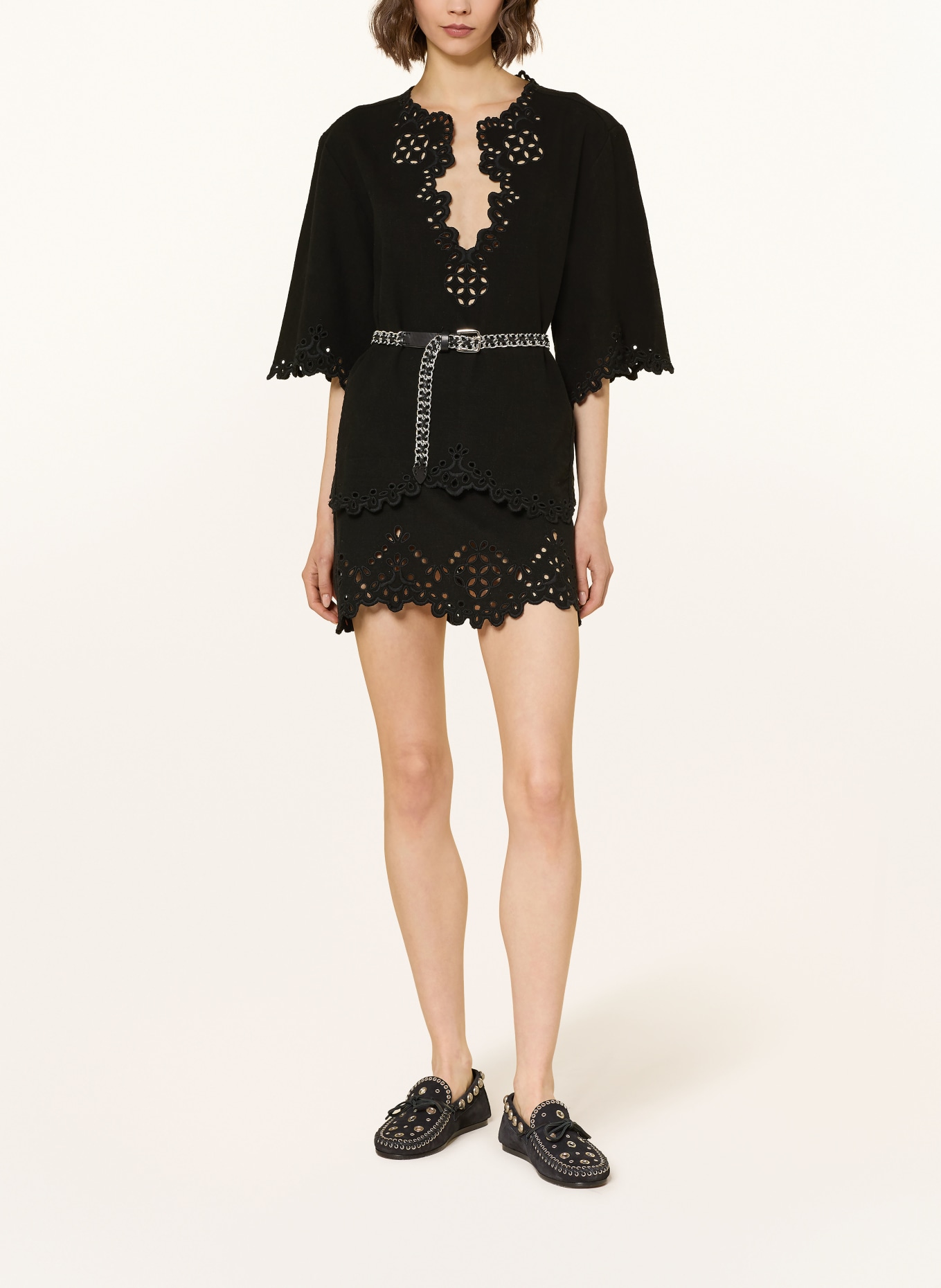 MARANT ÉTOILE Blusenshirt SHANA mit Lochspitze und 3/4-Arm: SCHWARZ