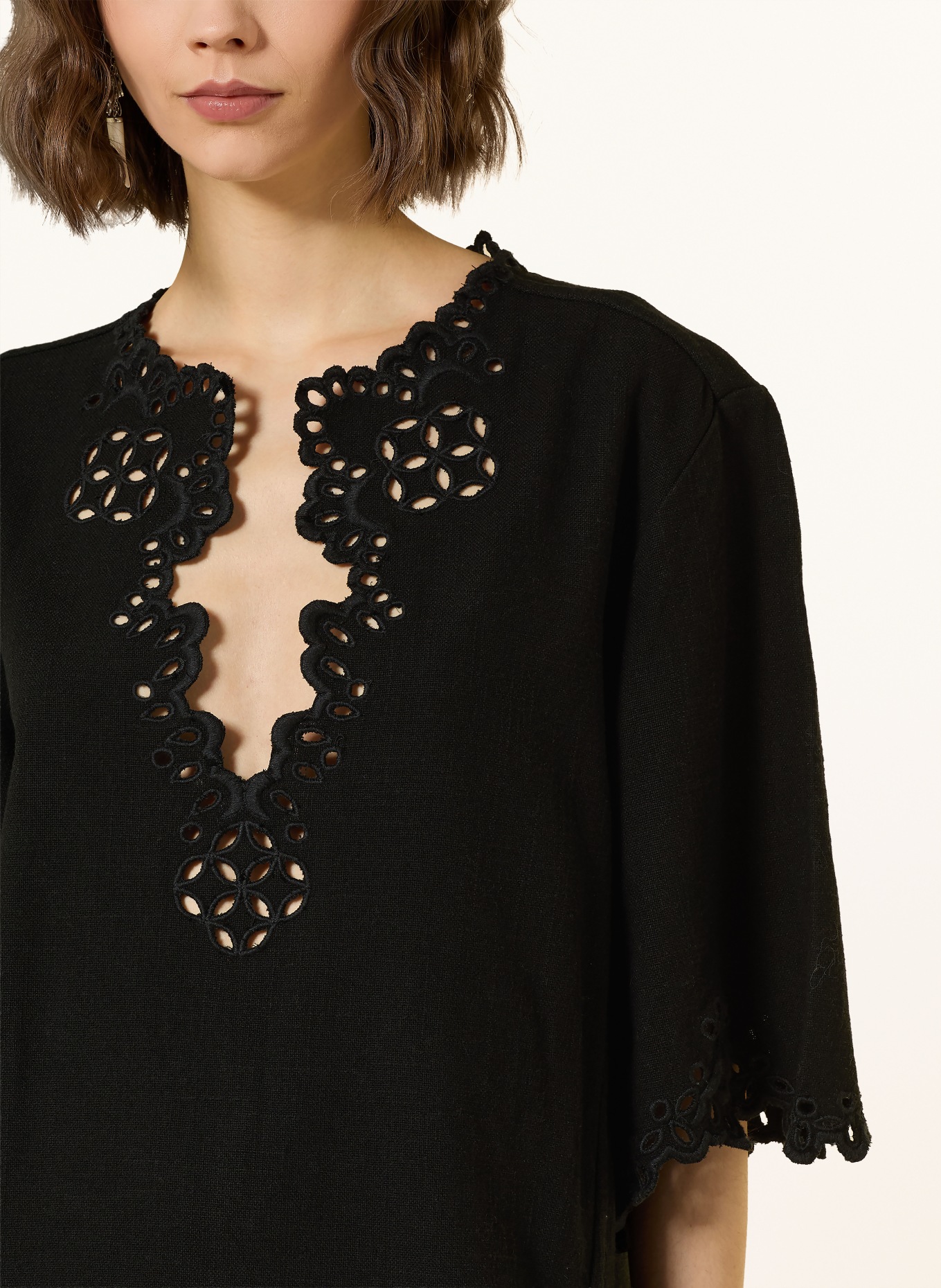 MARANT ÉTOILE Blusenshirt SHANA mit Lochspitze und 3/4-Arm: SCHWARZ