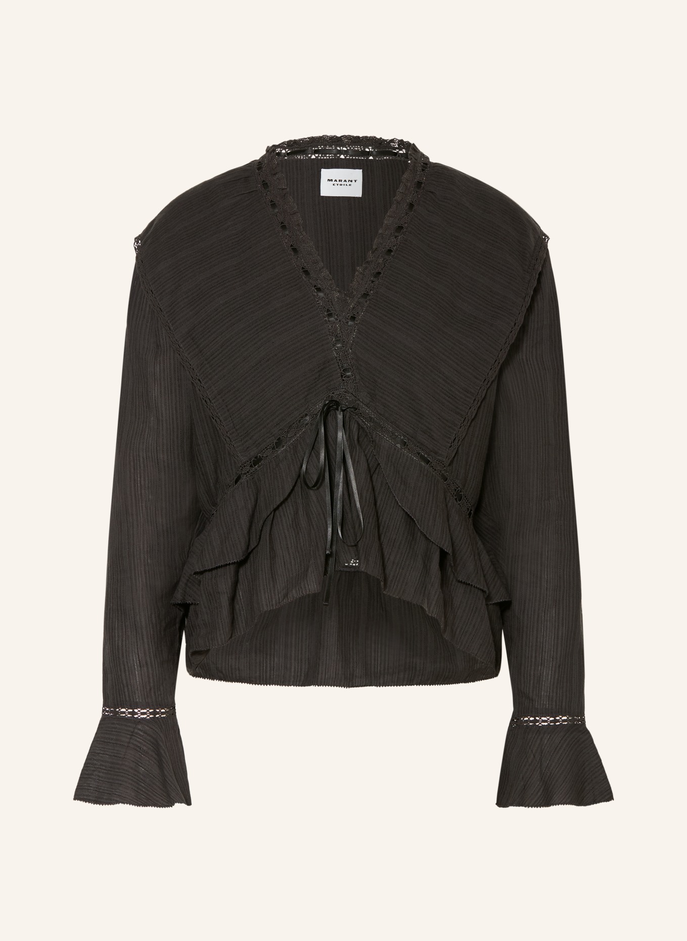 MARANT ÉTOILE DAMIENNE blouse shirt with linen and lace: BLACK