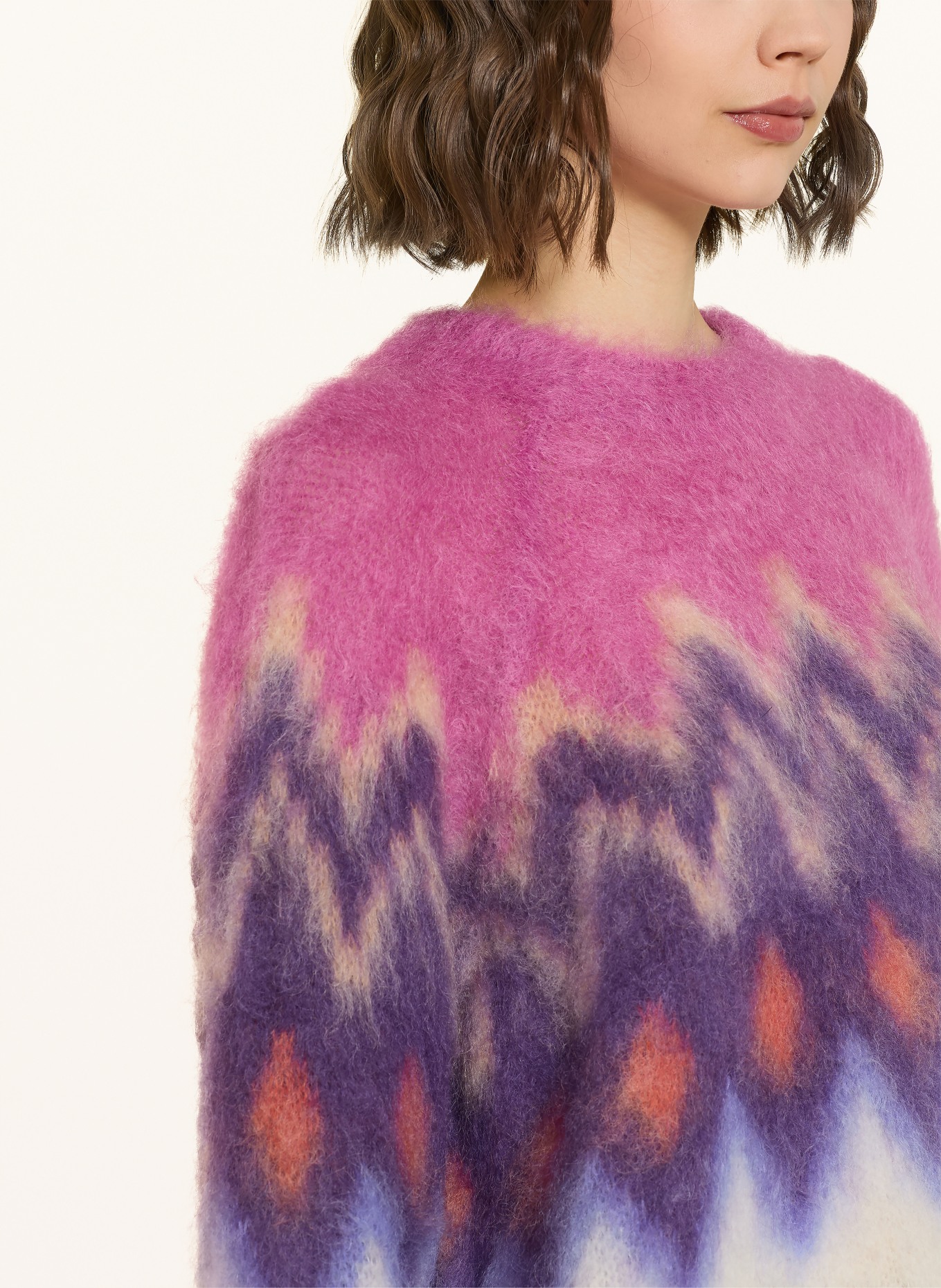 MARANT ÉTOILE Oversized-Pullover AMBRE mit Mohair: FUCHSIA / LILA / WEISS