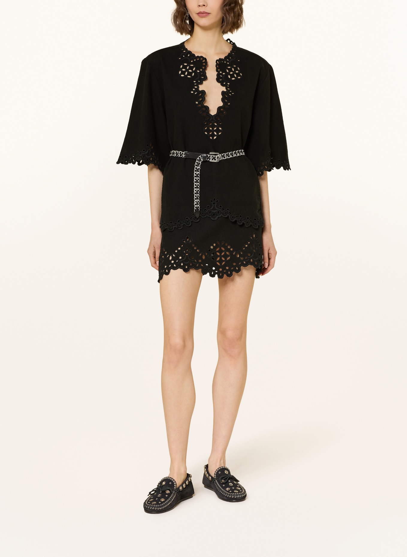 MARANT ÉTOILE BLOUMA skirt with lace trim: BLACK