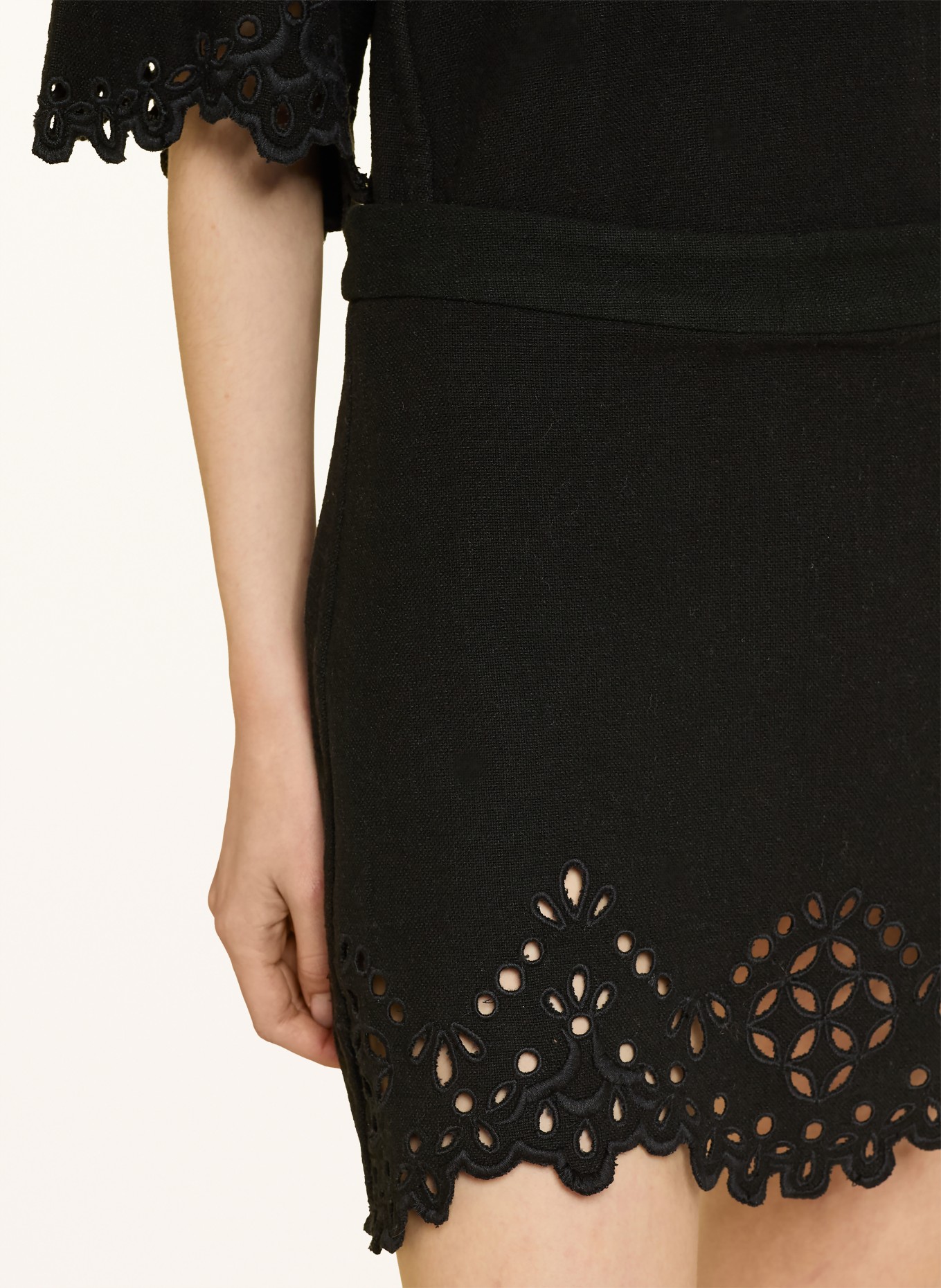 MARANT ÉTOILE BLOUMA skirt with lace trim: BLACK