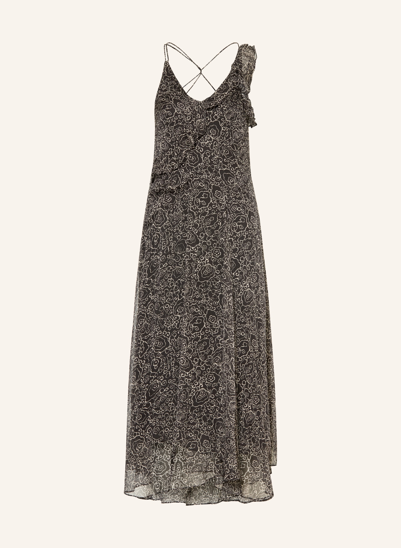MARANT ÉTOILE Abendkleid LUXIE mit Volants: SCHWARZ / ECRU