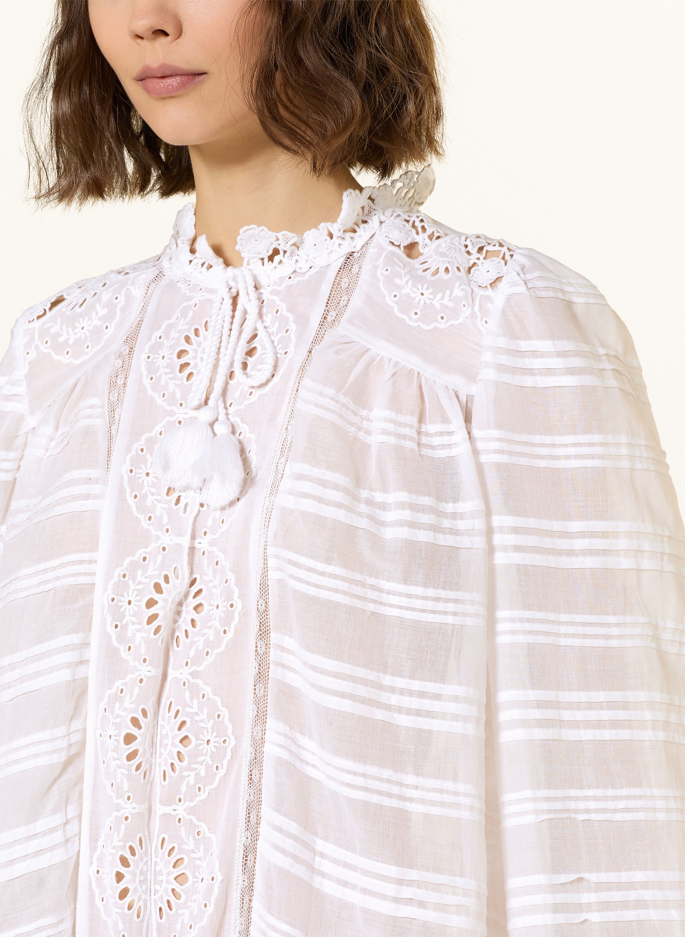 MARANT ÉTOILE PREYA dress with eyelet lace and ruffles: WHITE