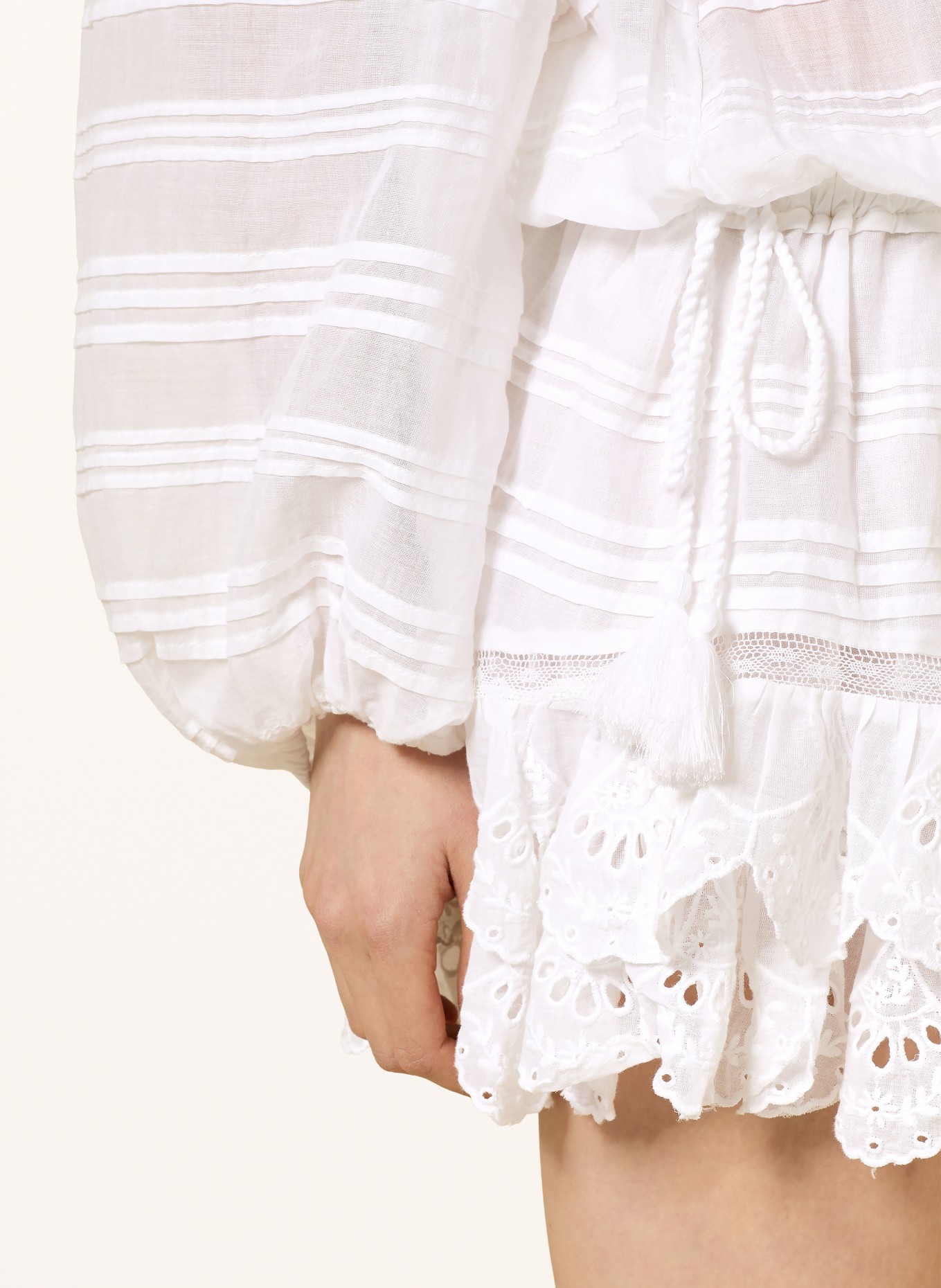 MARANT ÉTOILE PREYA dress with eyelet lace and ruffles: WHITE