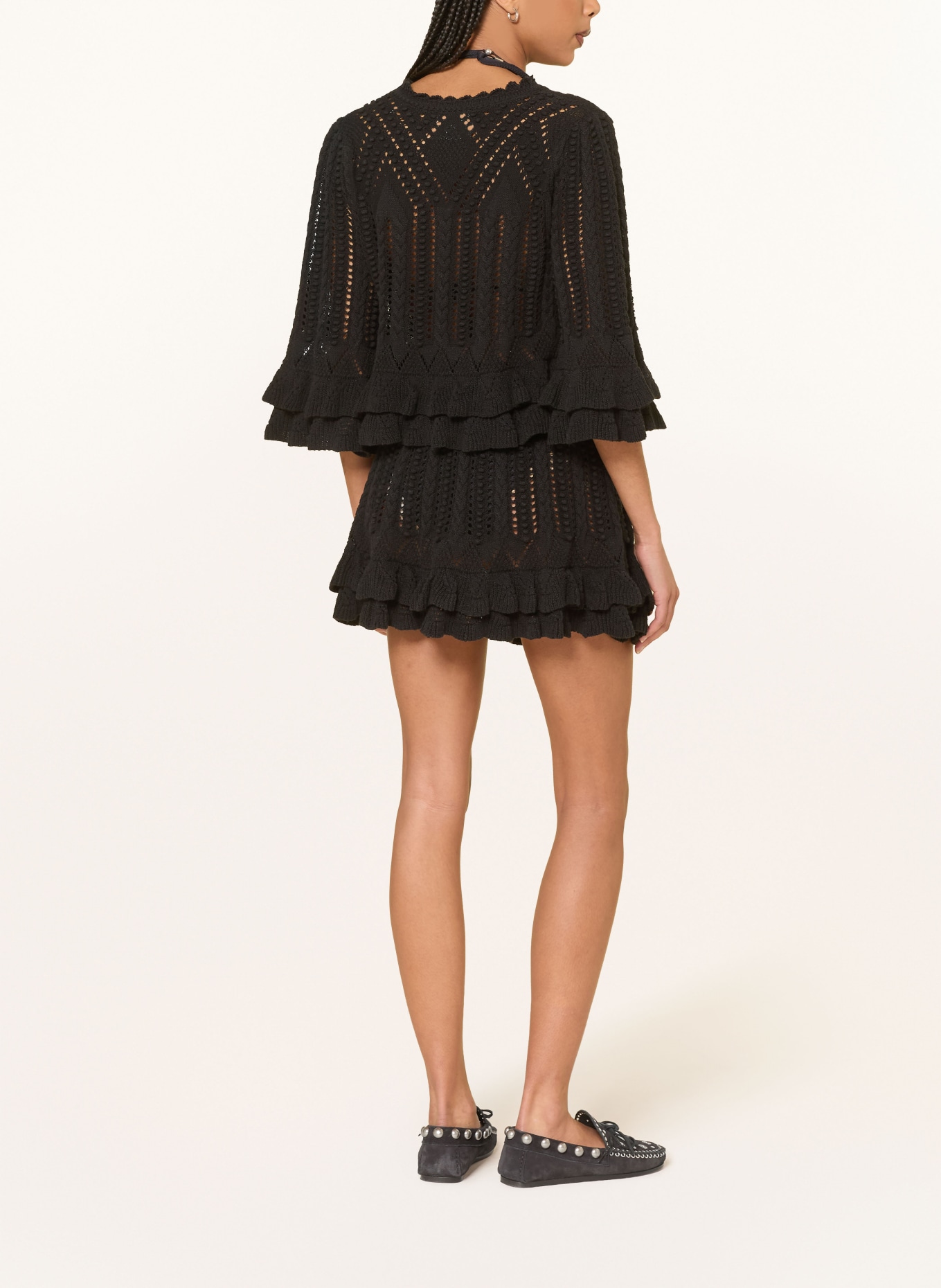 MARANT ÉTOILE Strickrock NELLE mit Volants: SCHWARZ