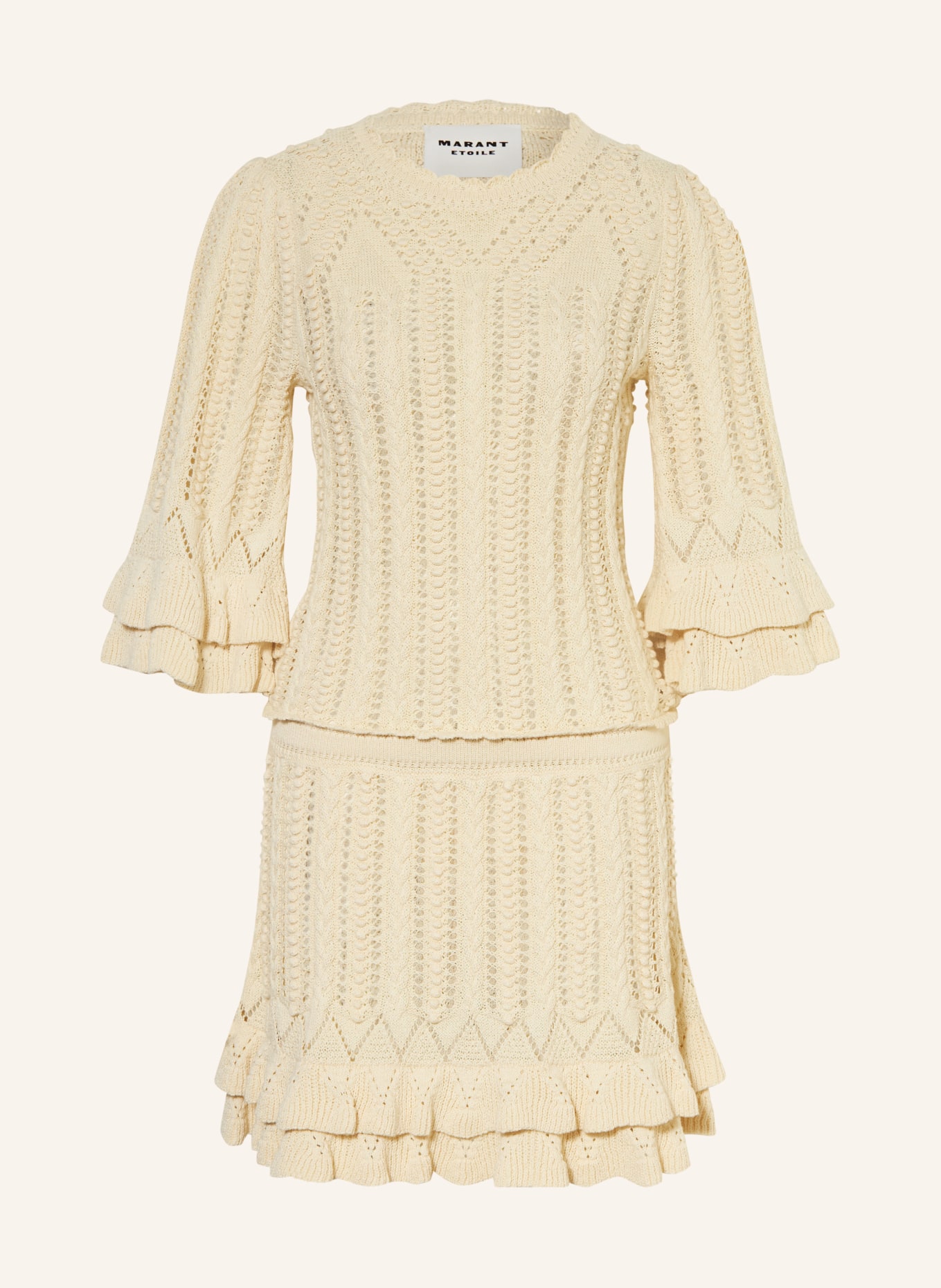 MARANT ÉTOILE Robe en maille NIRINA à manches 3/4: ÉCRU