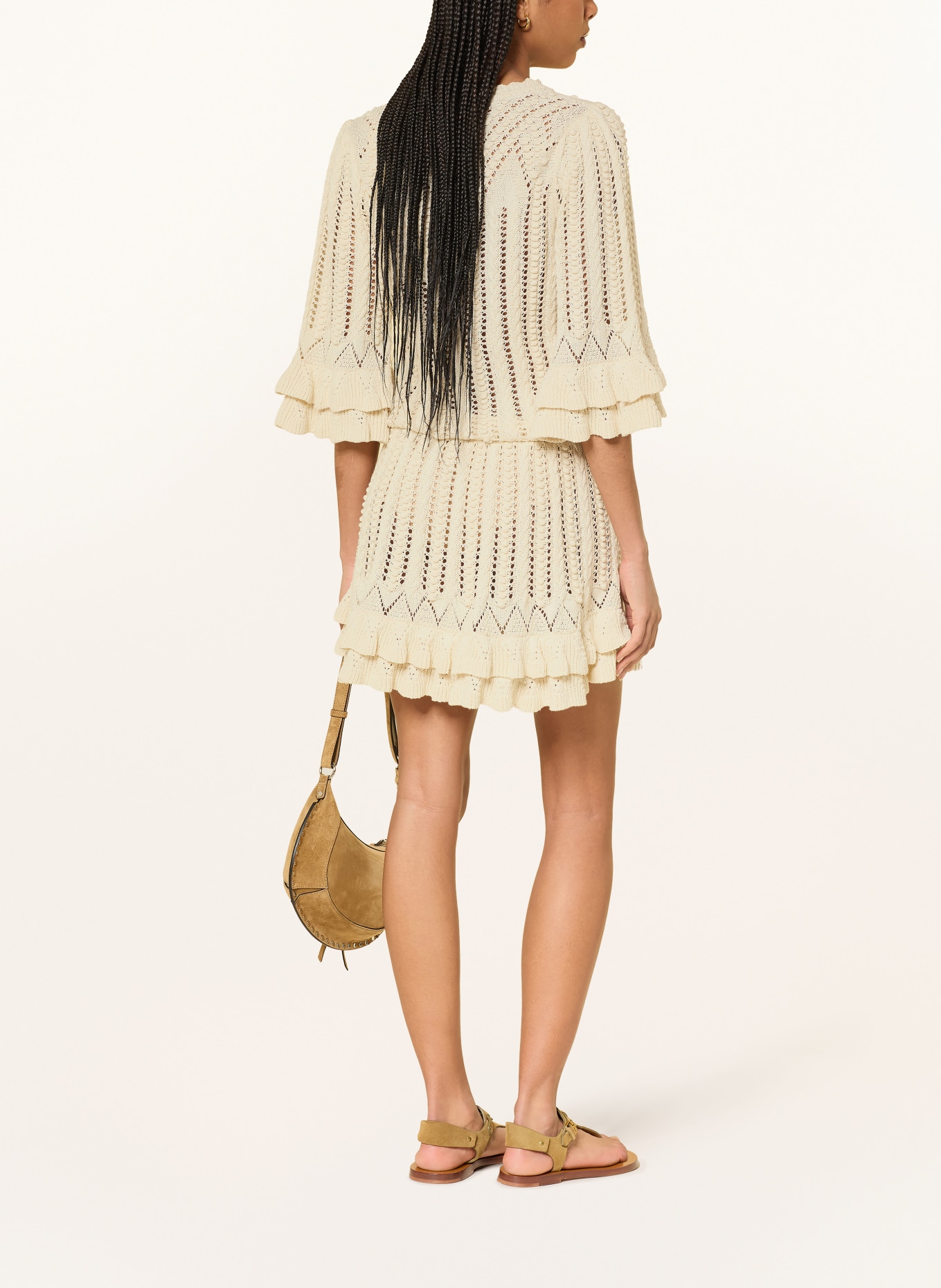 MARANT ÉTOILE Robe en maille NIRINA à manches 3/4: ÉCRU