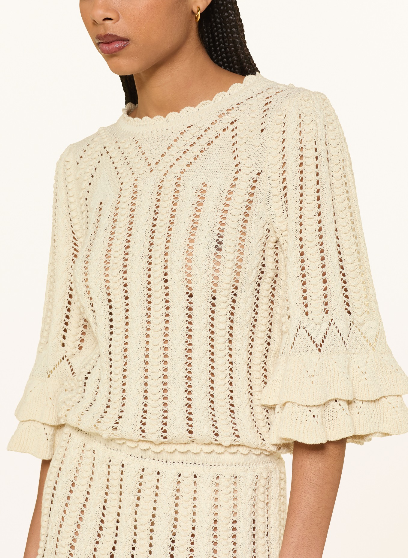 MARANT ÉTOILE Robe en maille NIRINA à manches 3/4: ÉCRU