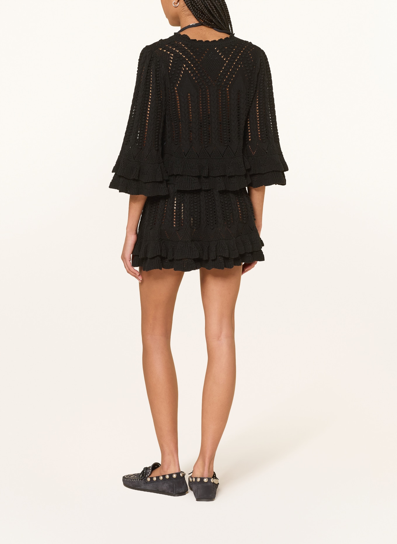 MARANT ÉTOILE Svetr NORMA s volány a 3/4 rukávy: ČERNÁ