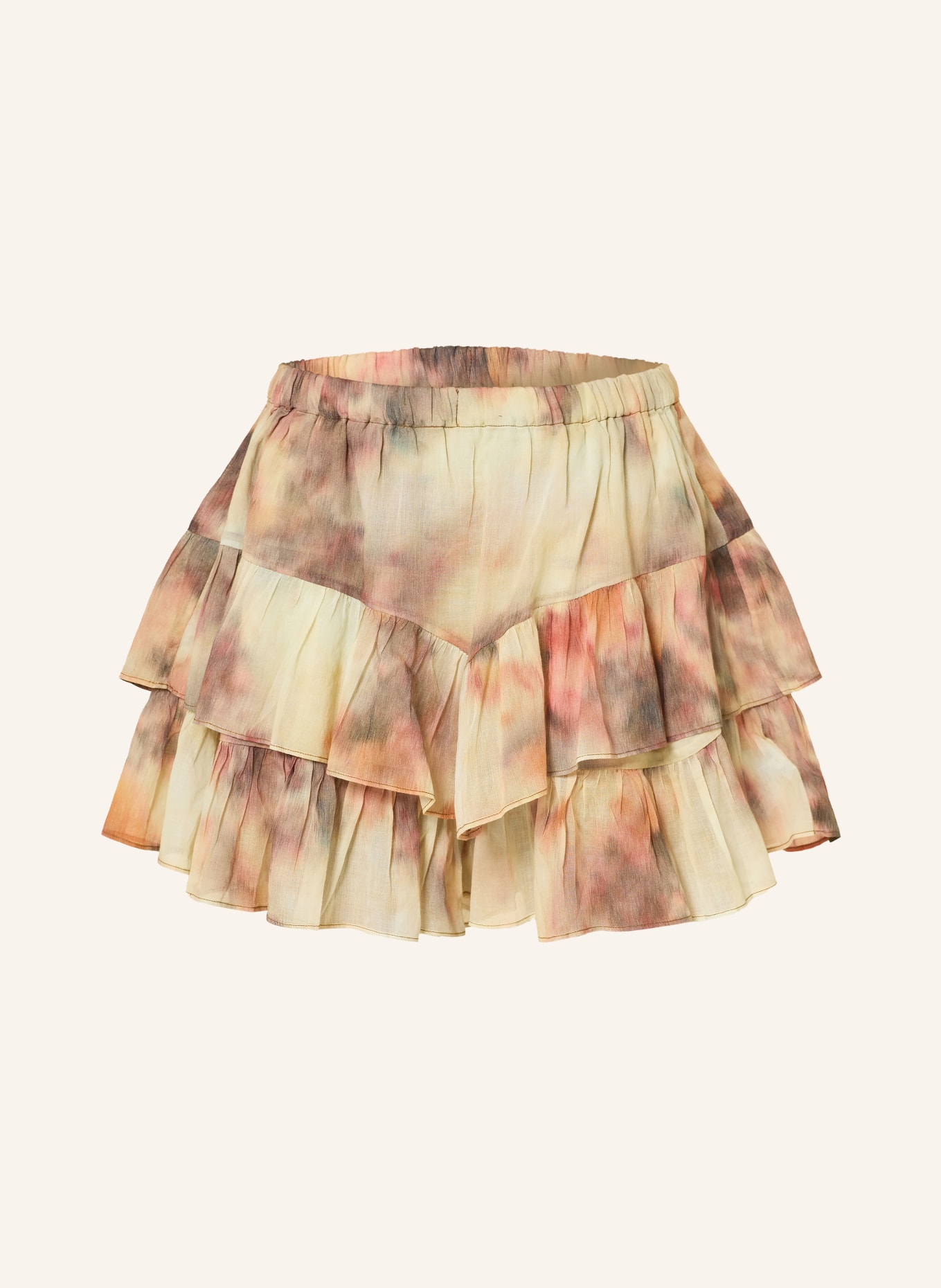 MARANT ÉTOILE JOCADIA skirt with ruffles: CREAM / DUSKY PINK / LIGHT ORANGE