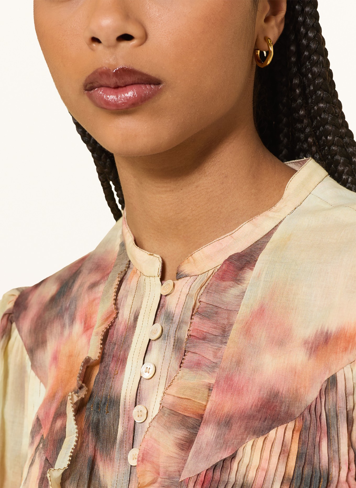 MARANT ÉTOILE Blůza VEELIA s volánky: KRÉMOVÁ / STARORŮŽOVÁ / TMAVĚ ORANŽOVÁ