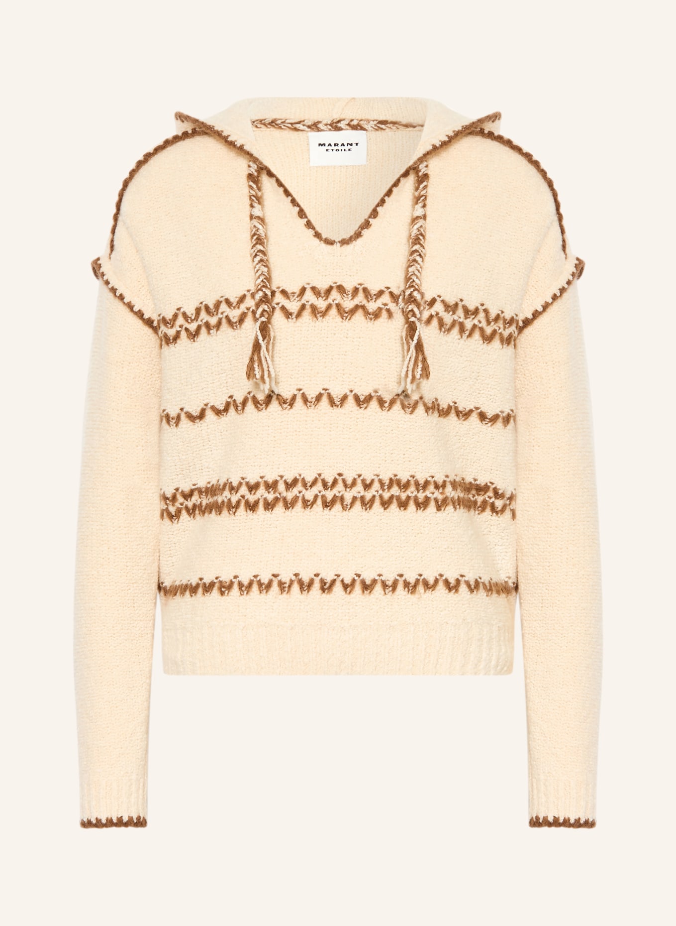 MARANT ÉTOILE Pletená mikina s kapucí ROMERA: BÉŽOVÁ / HNĚDÁ