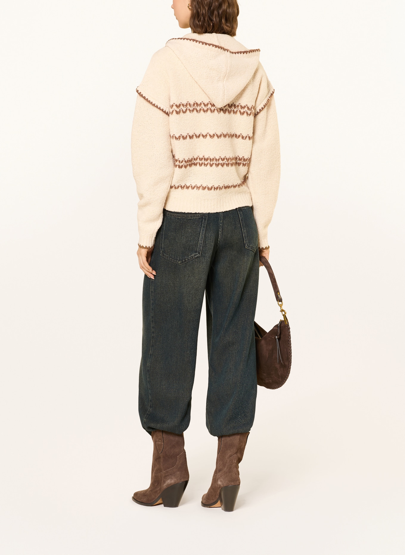 MARANT ÉTOILE Pletená mikina s kapucí ROMERA: BÉŽOVÁ / HNĚDÁ