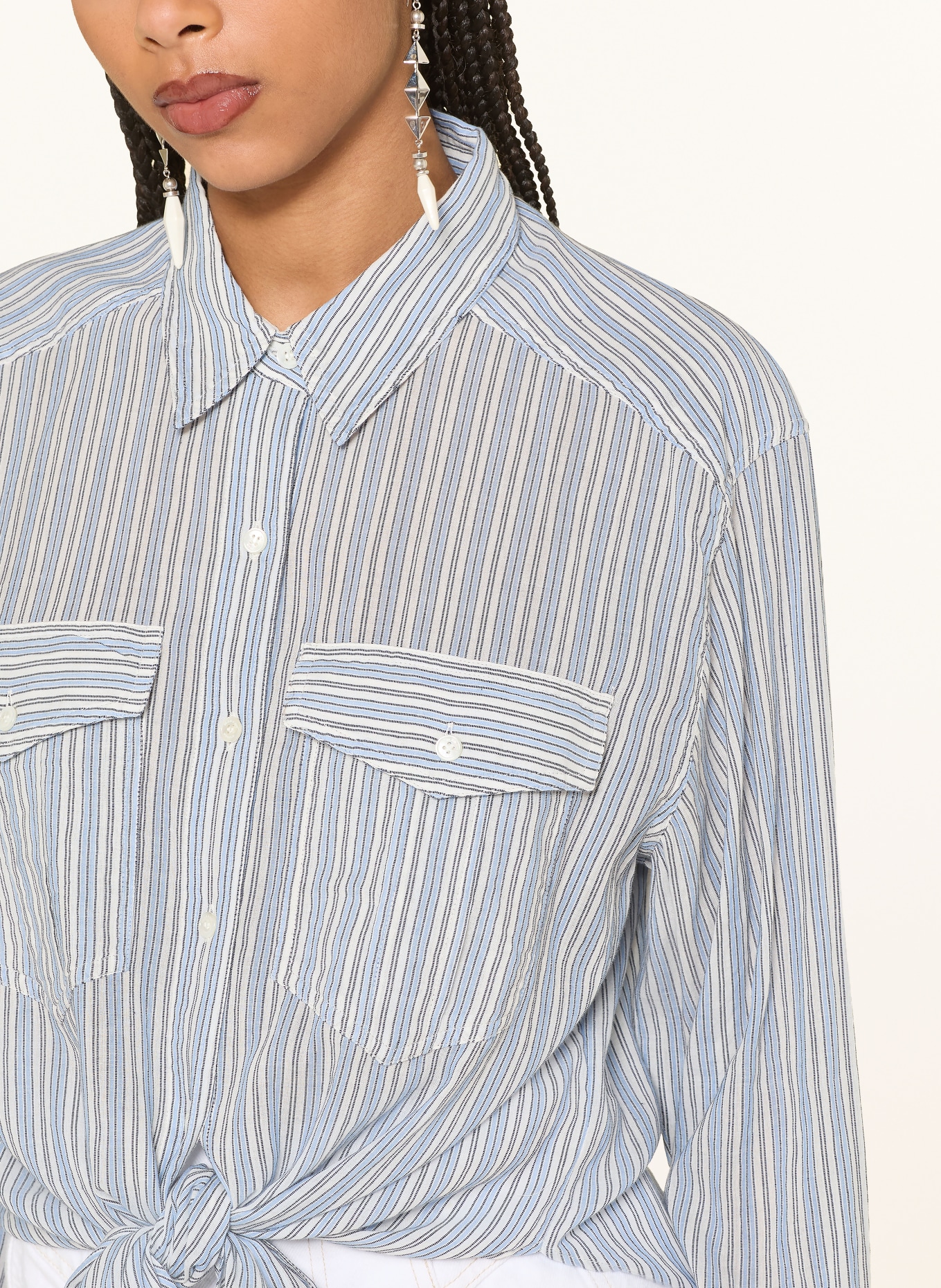 MARANT ÉTOILE Košile NATH: TMAVĚ MODRÁ / KRÉMOVÁ / TMAVĚ MODRÁ