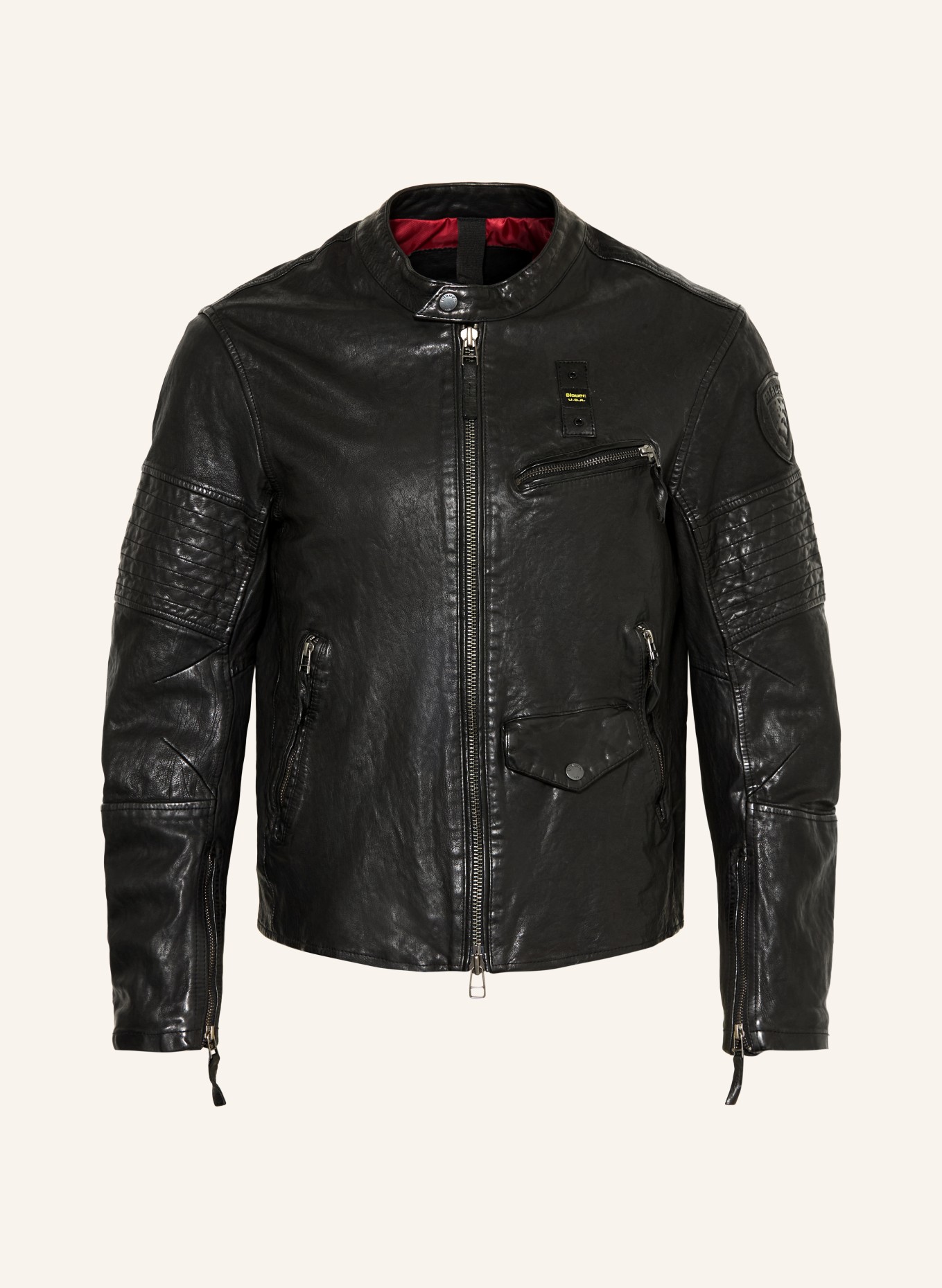 Blauer Lederjacke ELMER: SCHWARZ