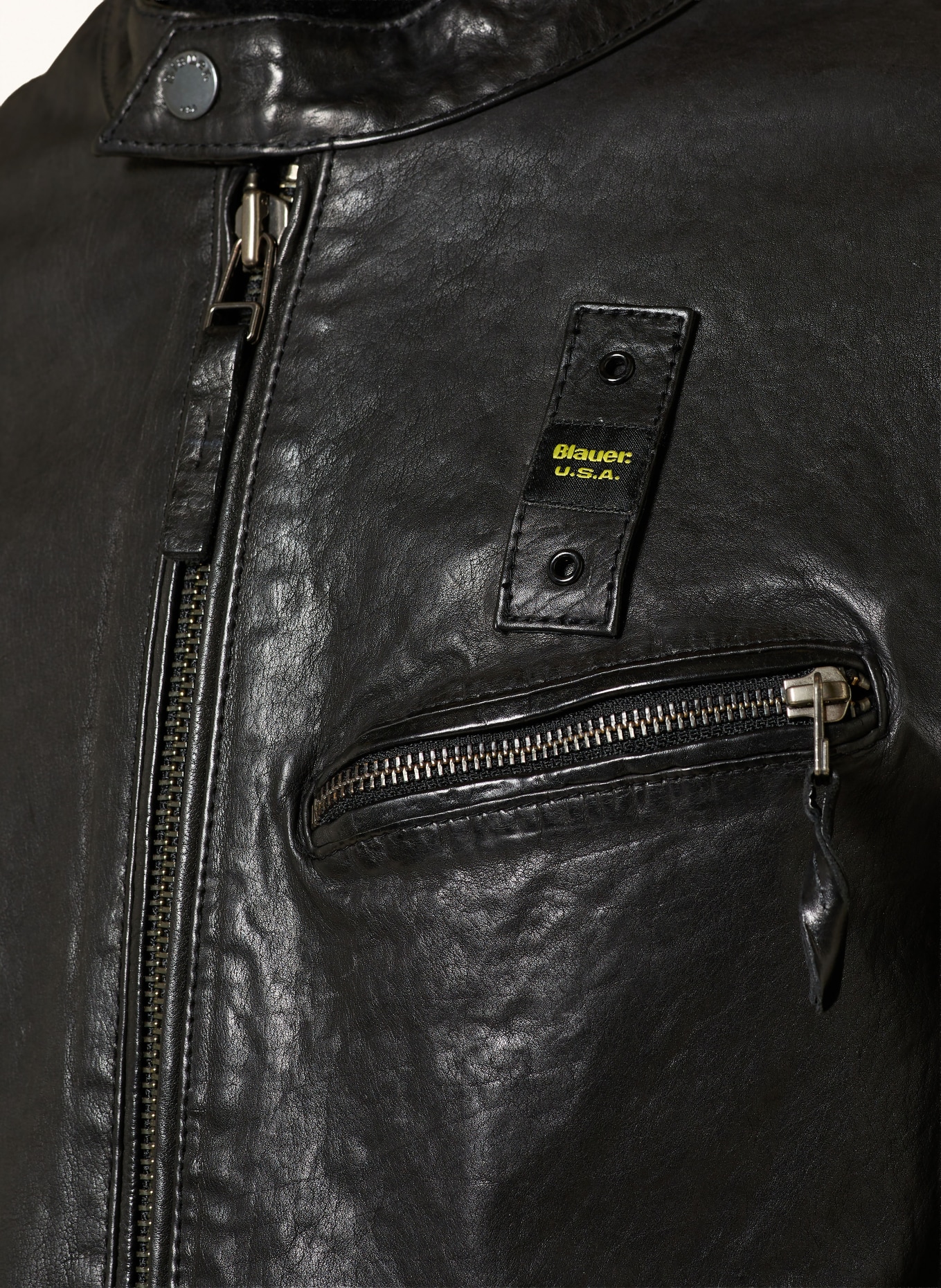 Blauer Lederjacke ELMER: SCHWARZ