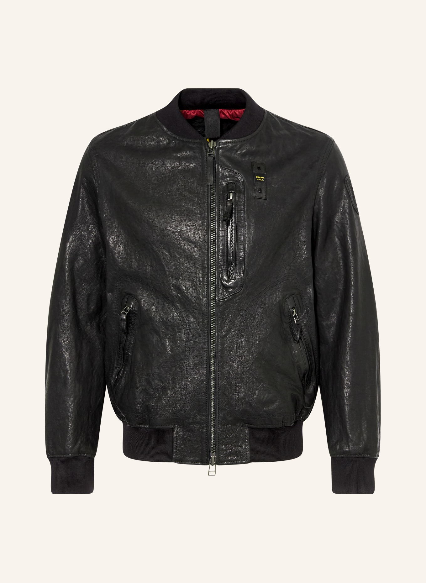 Blauer Lederblouson FAULKNER: SCHWARZ