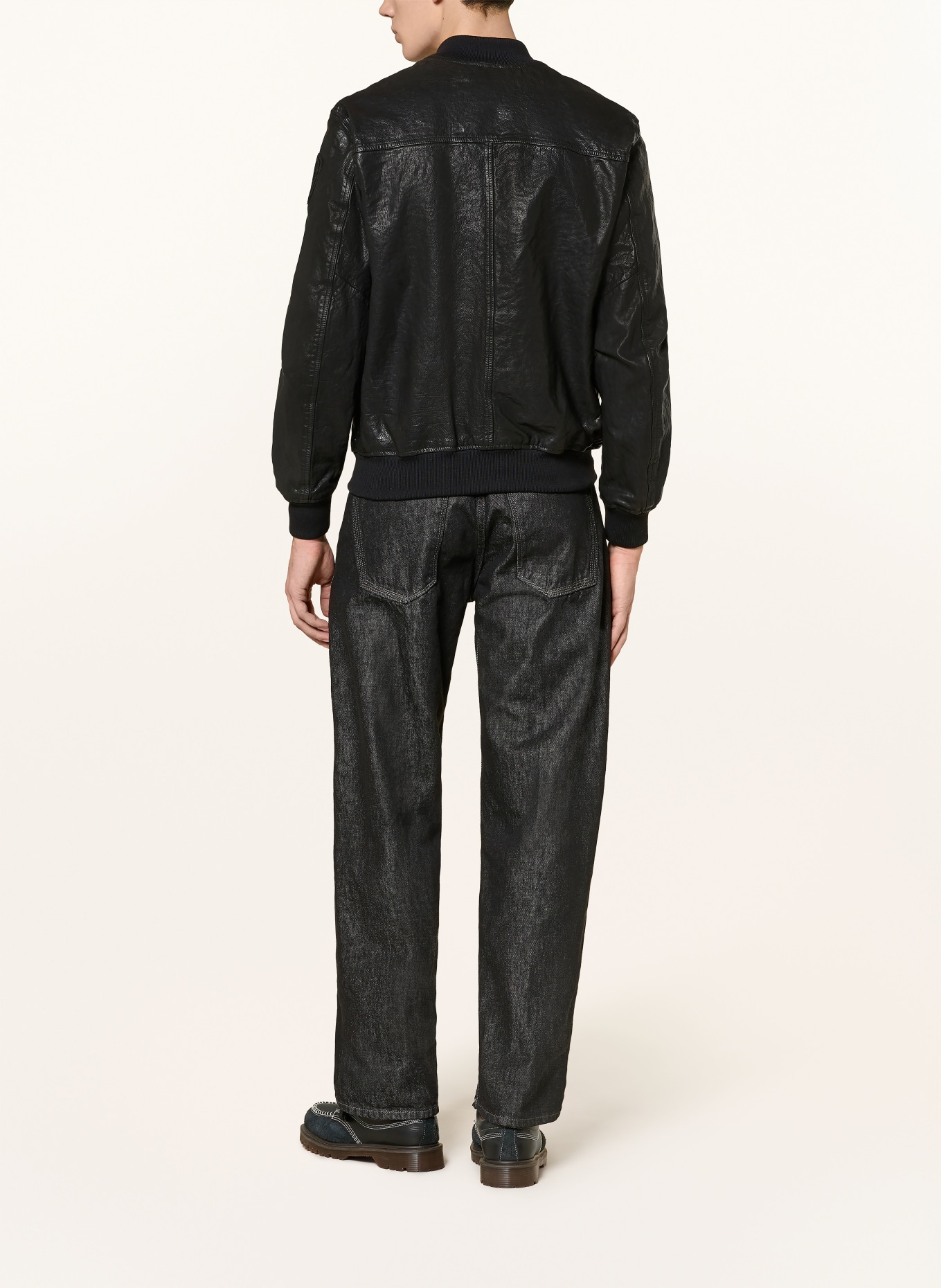 Blauer Lederblouson FAULKNER: SCHWARZ