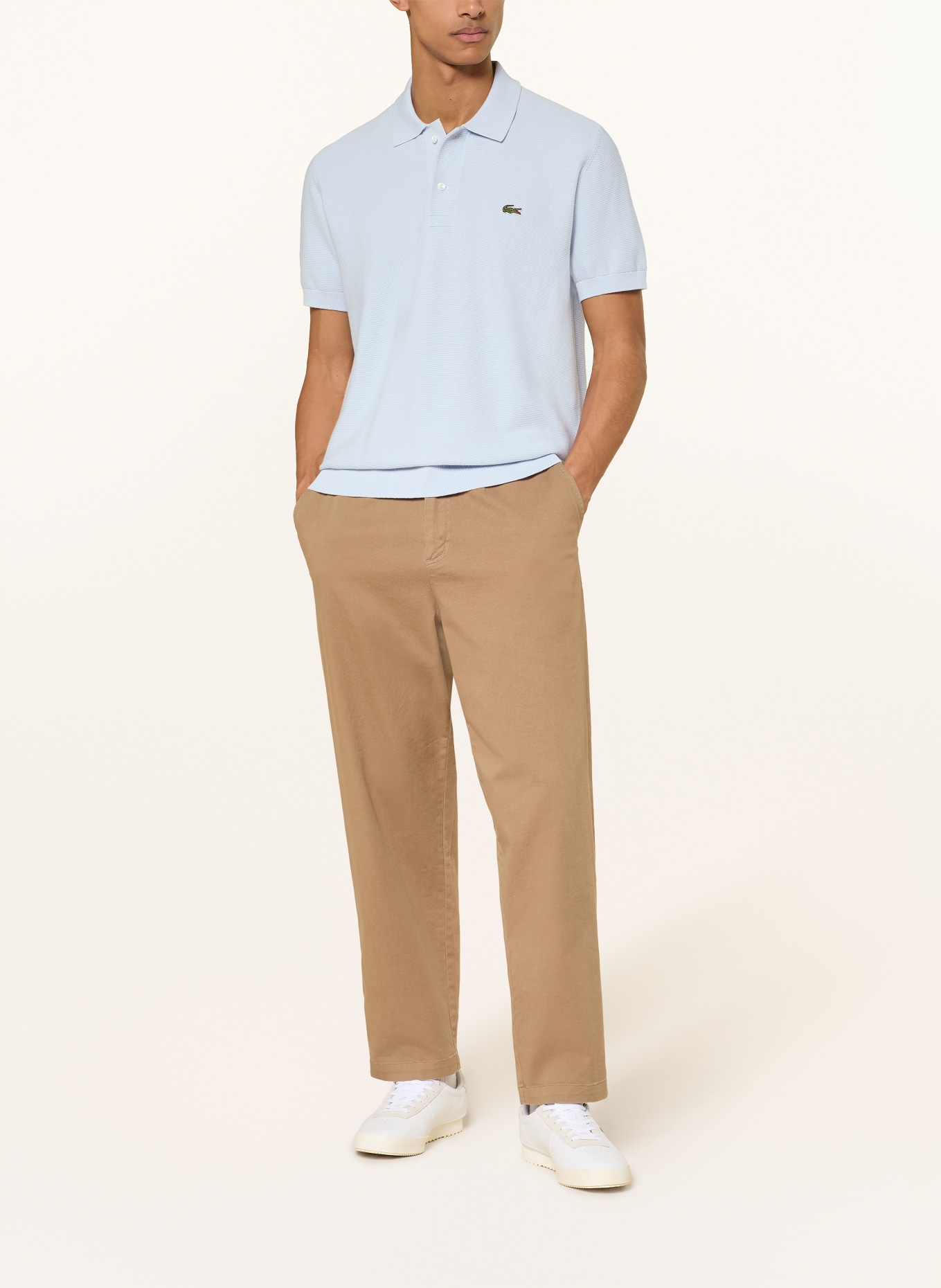 LACOSTE Strick-Poloshirt Classic Fit: HELLBLAU