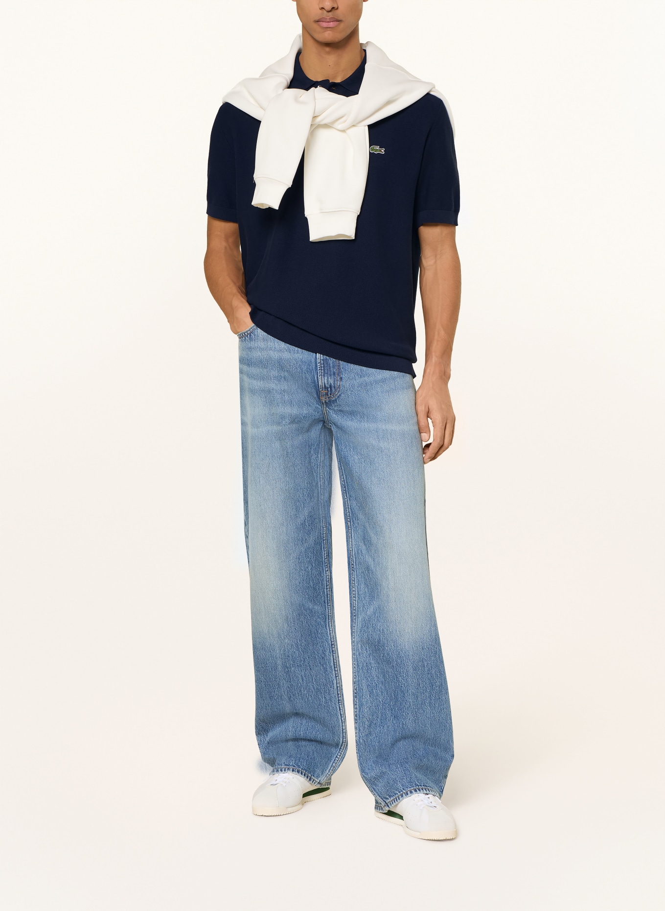 LACOSTE Dzianinowa koszulka polo Classic Fit: GRANATOWY