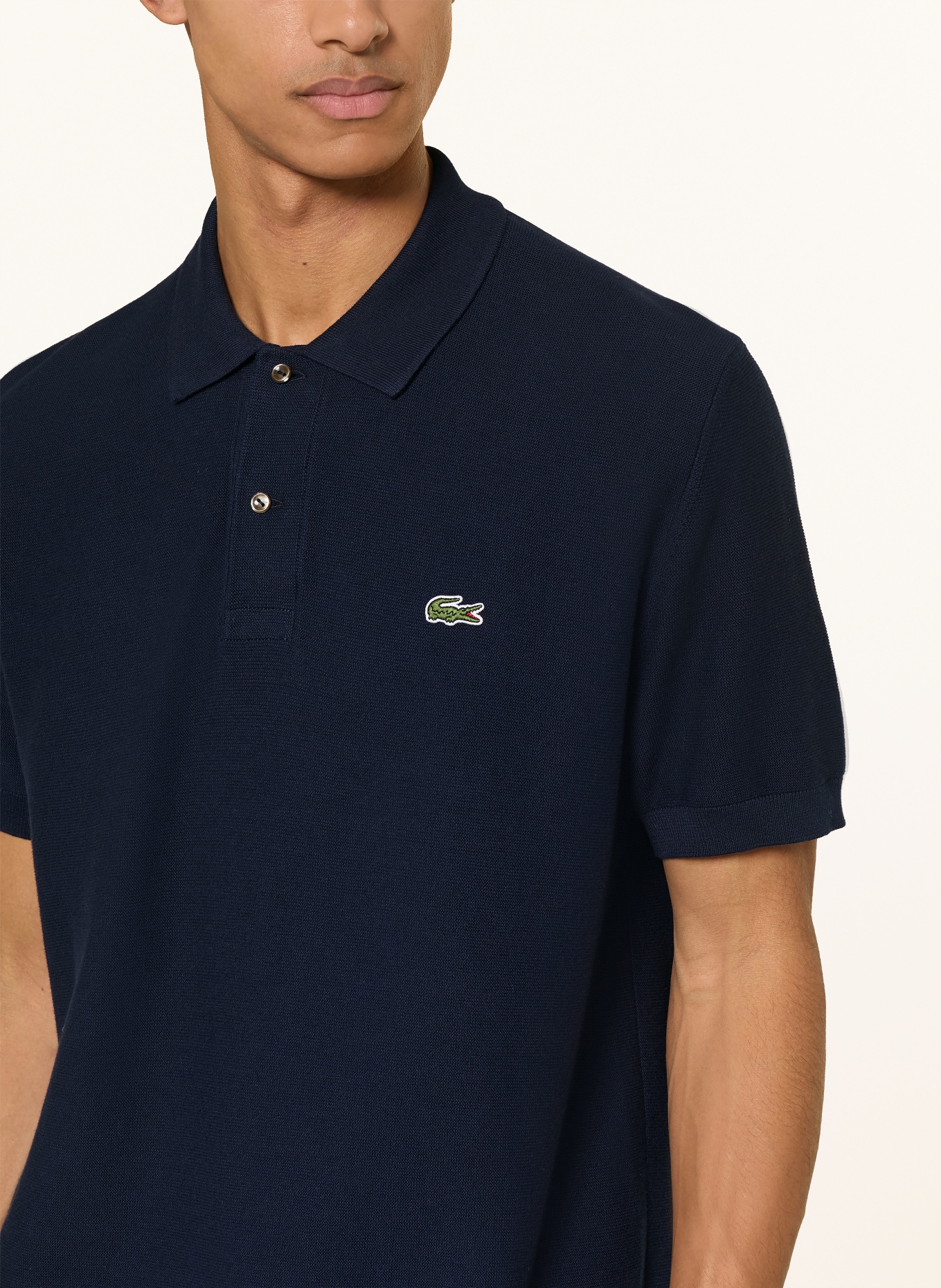 LACOSTE Dzianinowa koszulka polo Classic Fit: GRANATOWY