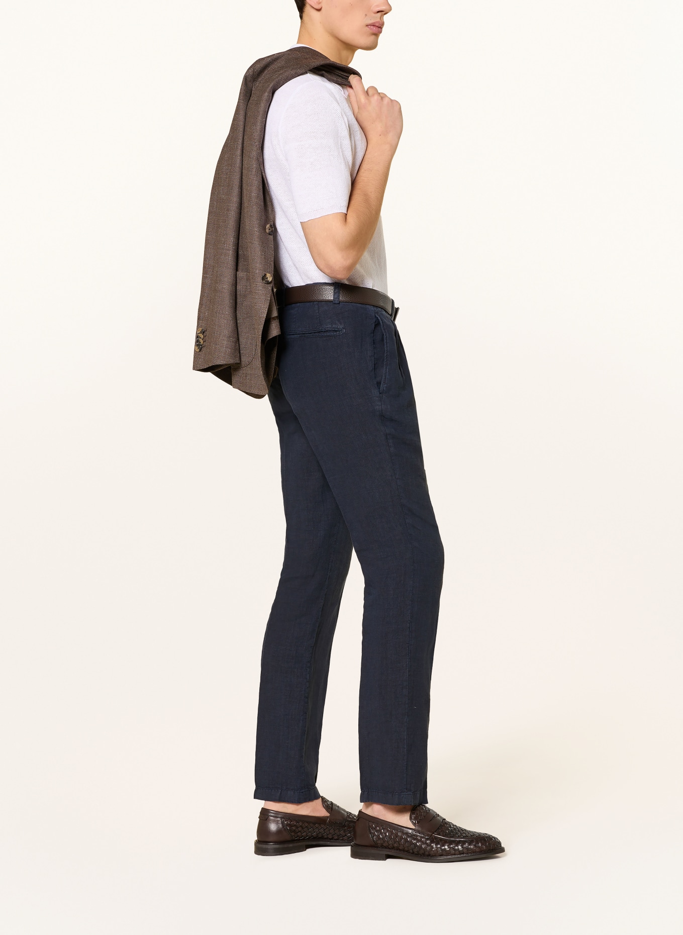 BOGLIOLI Regular fit linen pants: DARK BLUE