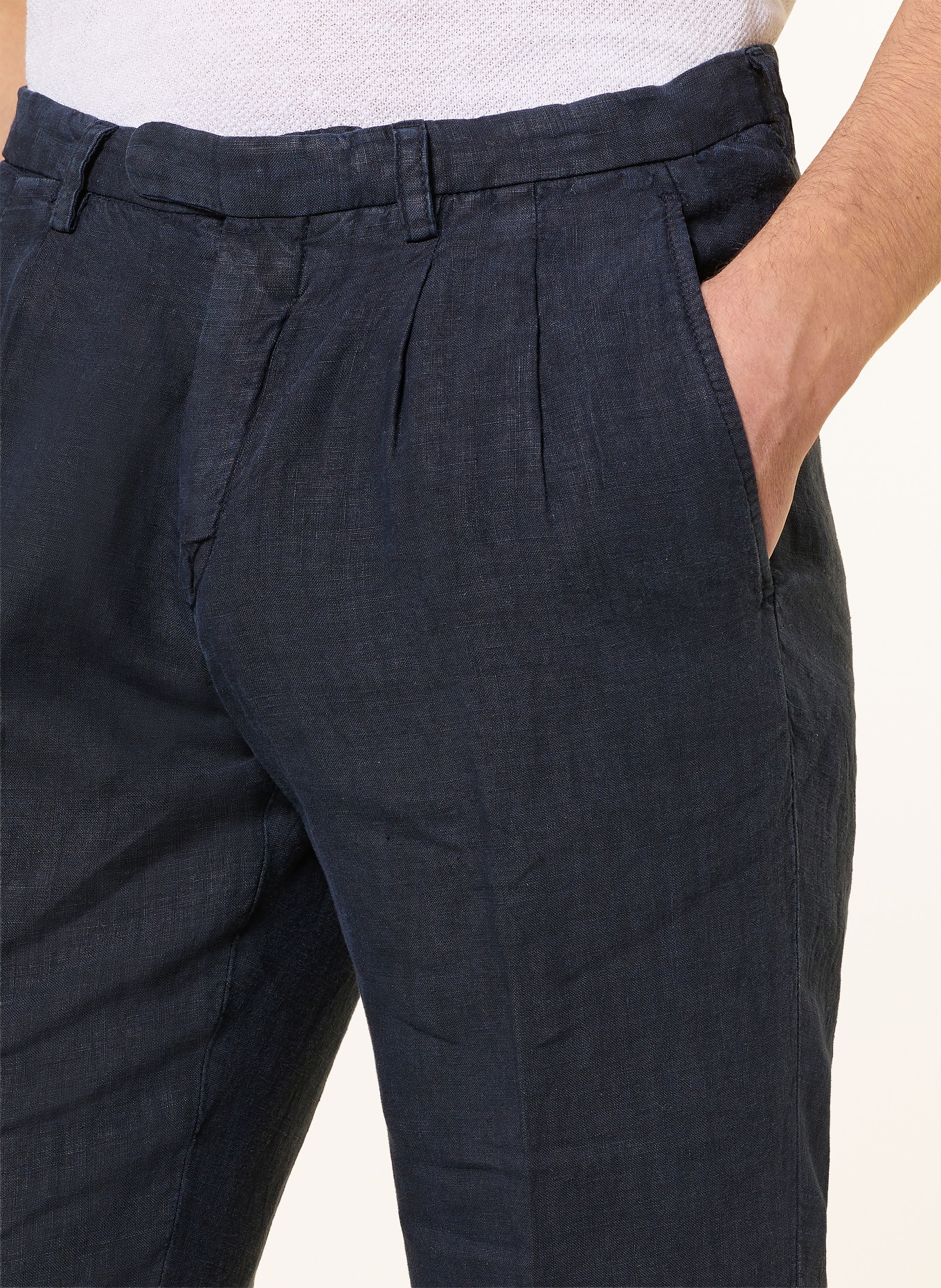 BOGLIOLI Regular fit linen pants: DARK BLUE
