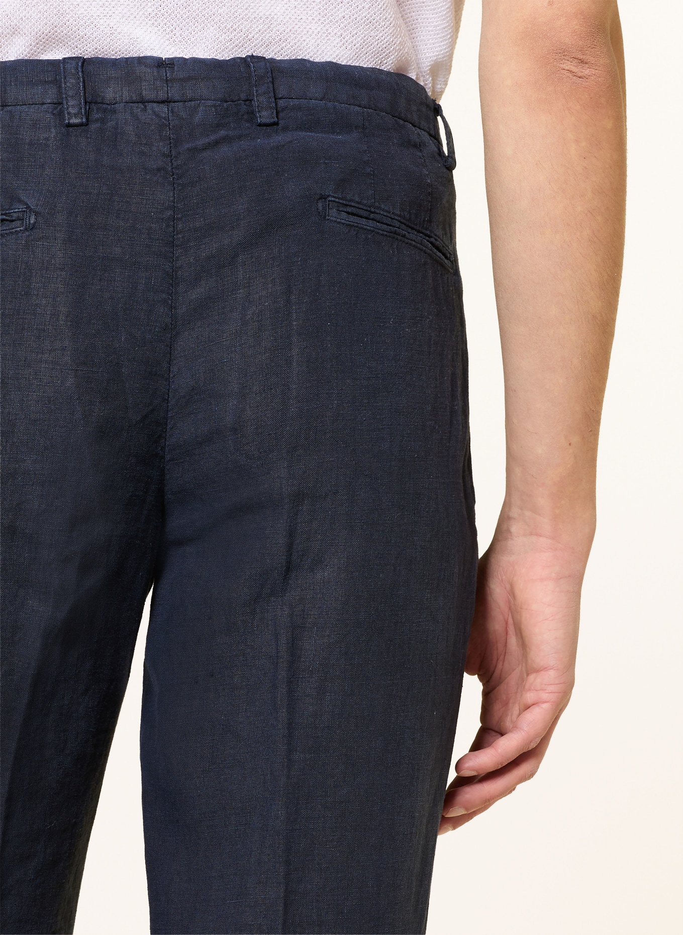 BOGLIOLI Regular fit linen pants: DARK BLUE