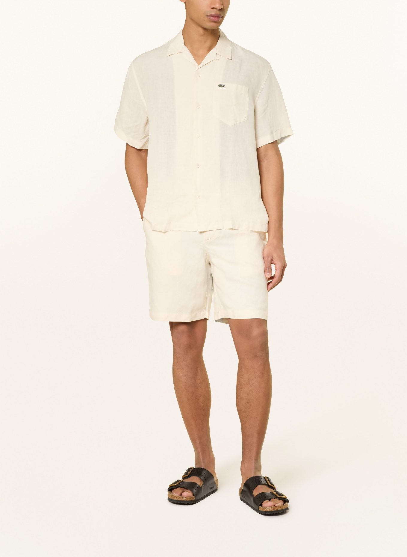 LACOSTE Shorts with linen: BEIGE