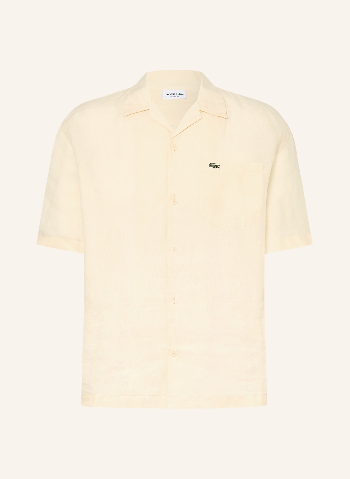 LACOSTE Resorthemd Comfort Fit aus Leinen: HELLGELB