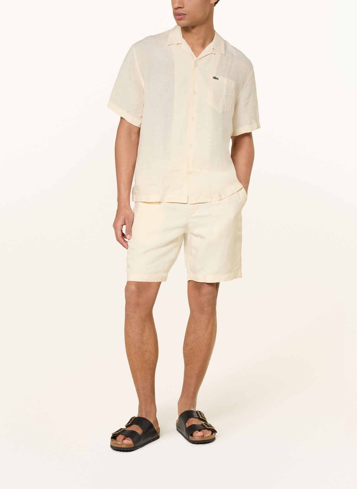 LACOSTE Resorthemd Comfort Fit aus Leinen: HELLGELB