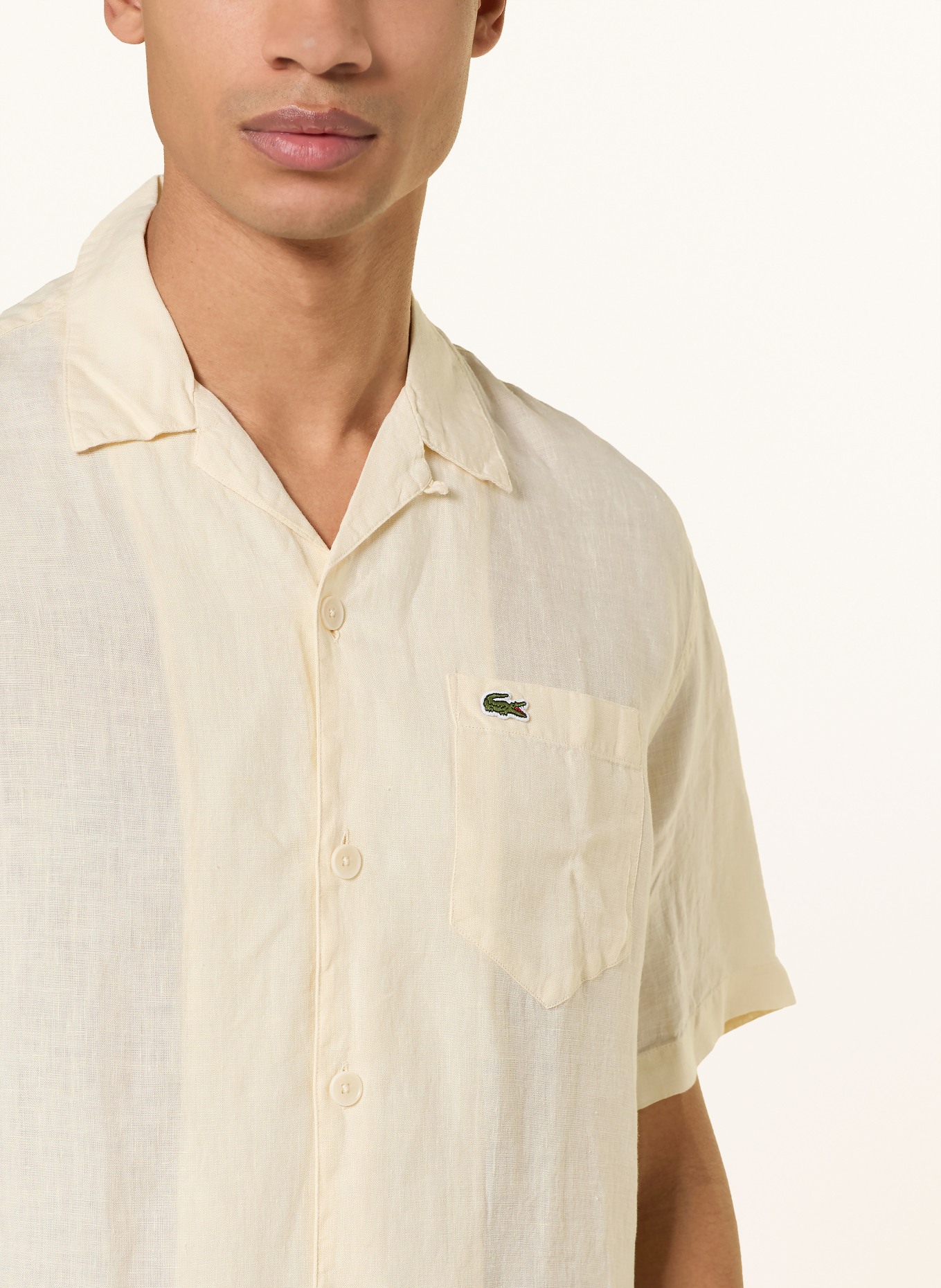LACOSTE Resorthemd Comfort Fit aus Leinen: HELLGELB