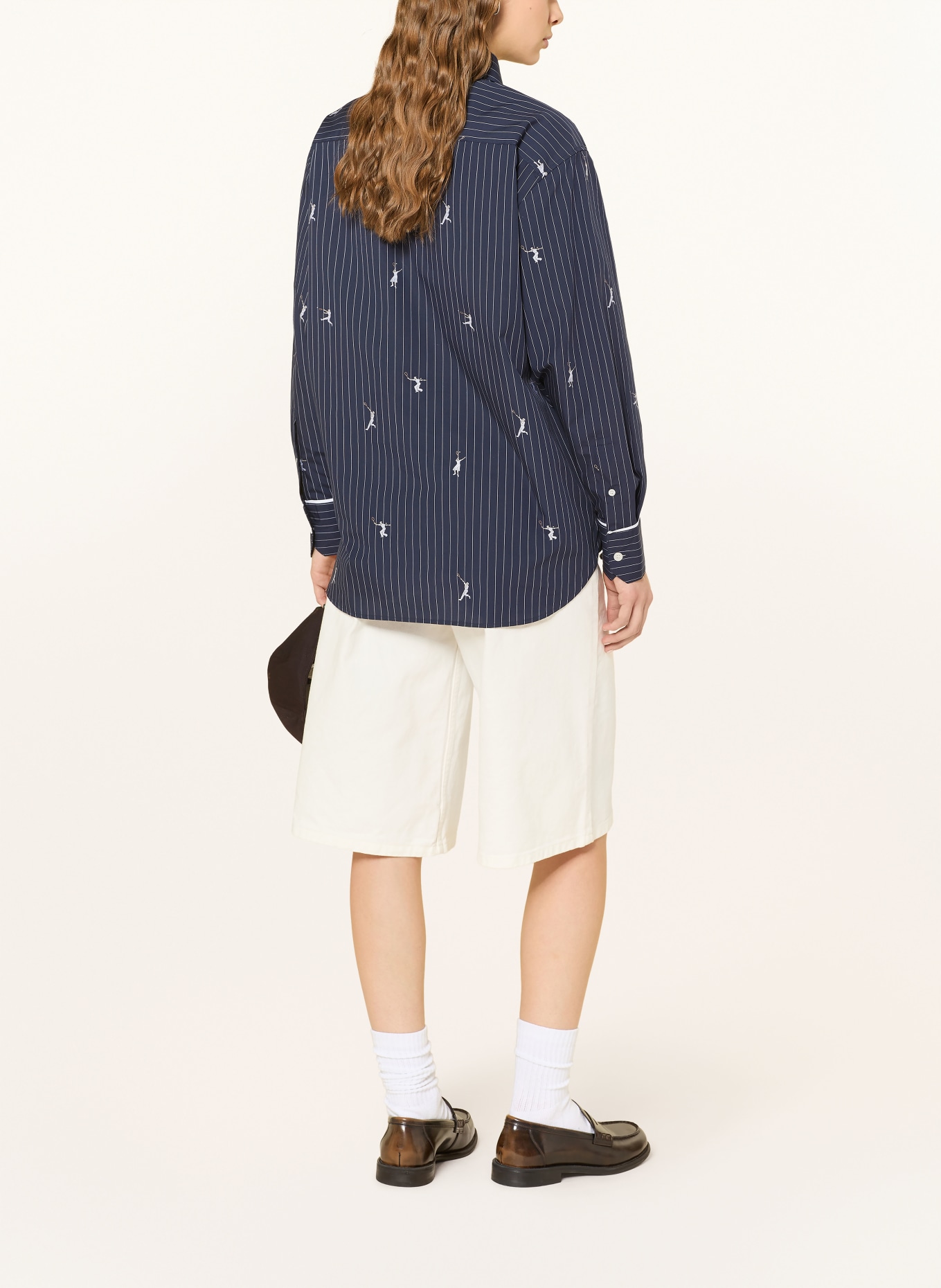 LACOSTE košile: TMAVĚ MODRÁ / BÍLÁ