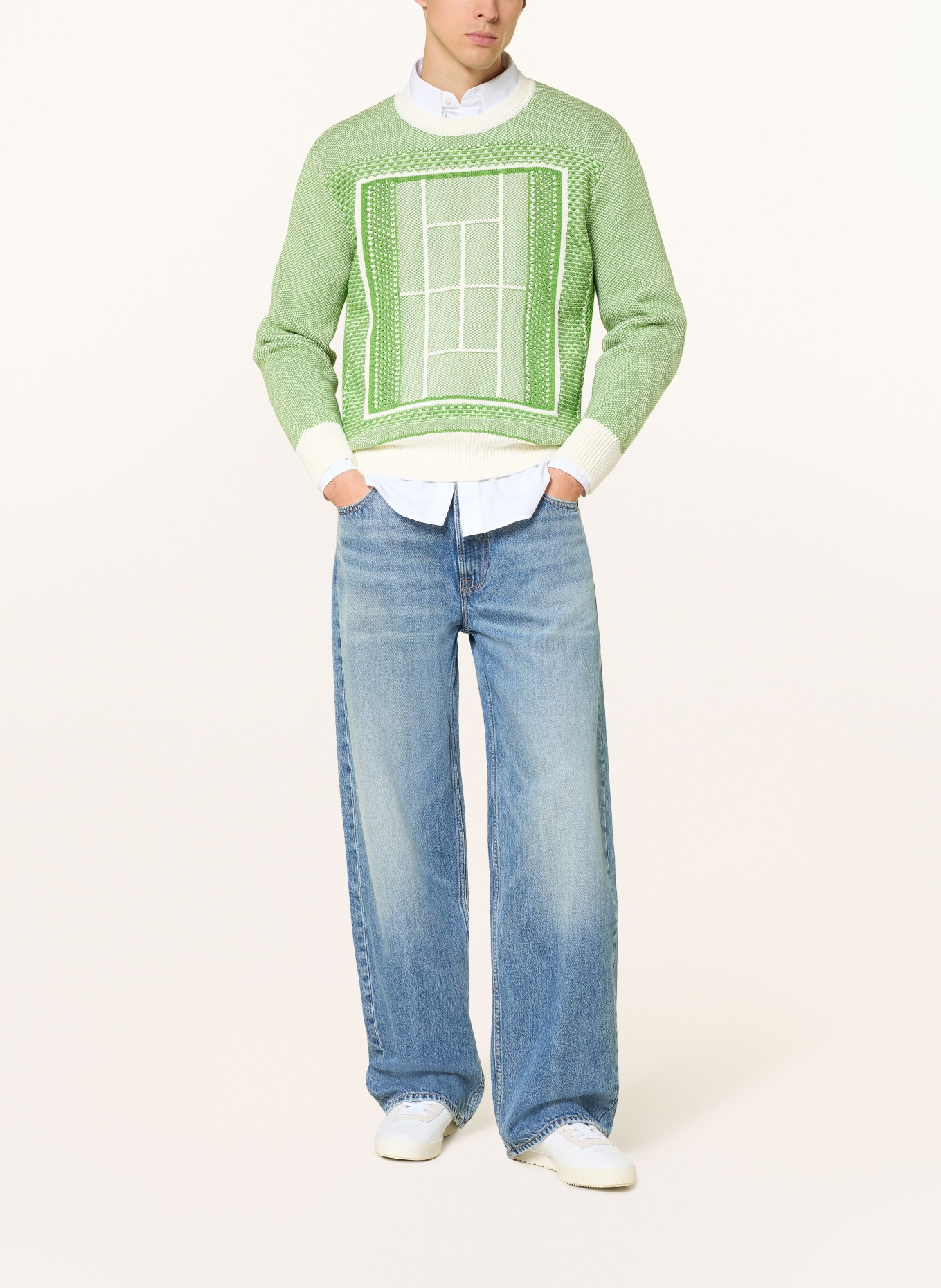 LACOSTE Pullover: GRÜN / WEISS